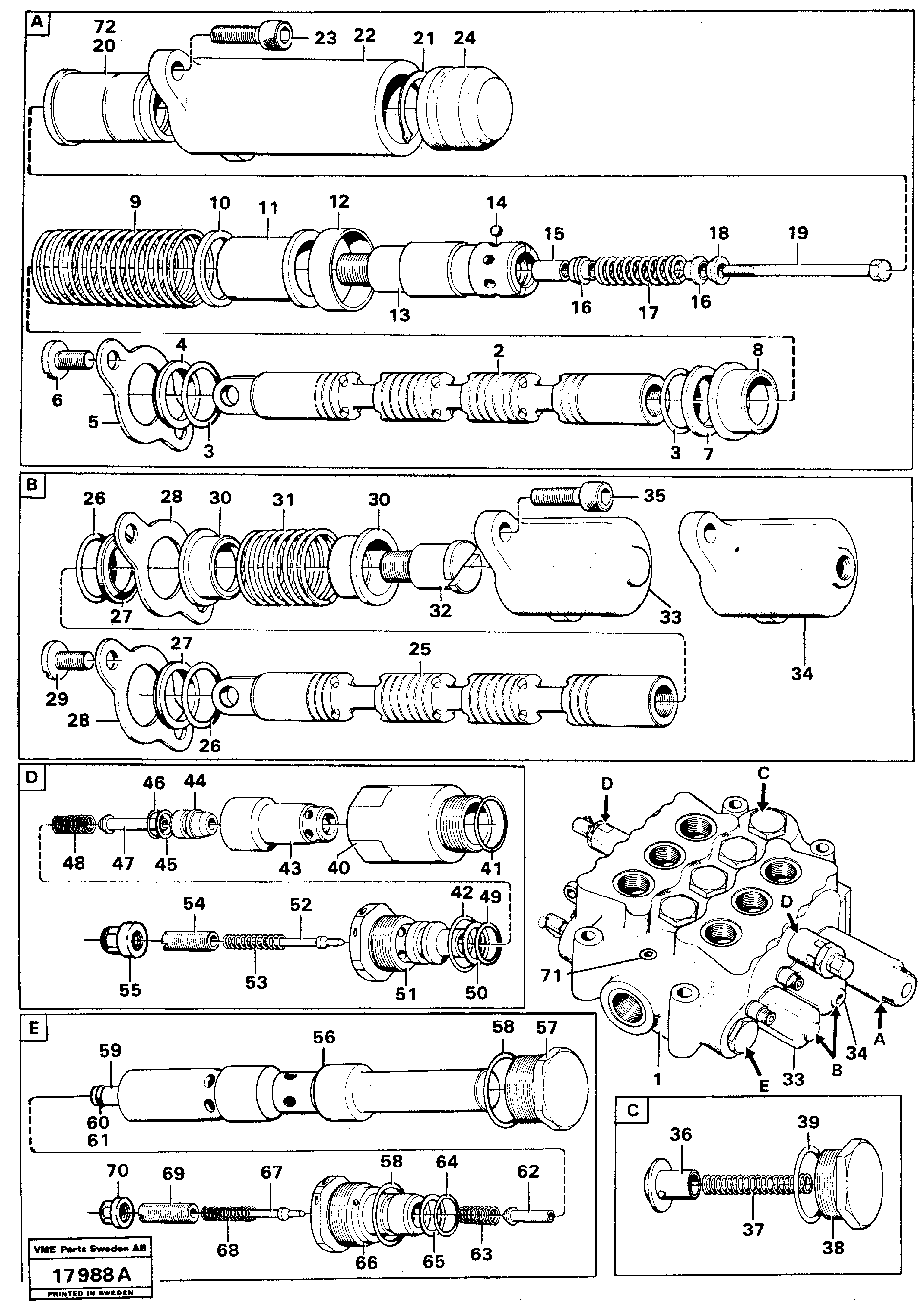 Схема запчастей Volvo L50 - 93846 Hydraulic valve L50 L50 S/N -6400/-60300 USA