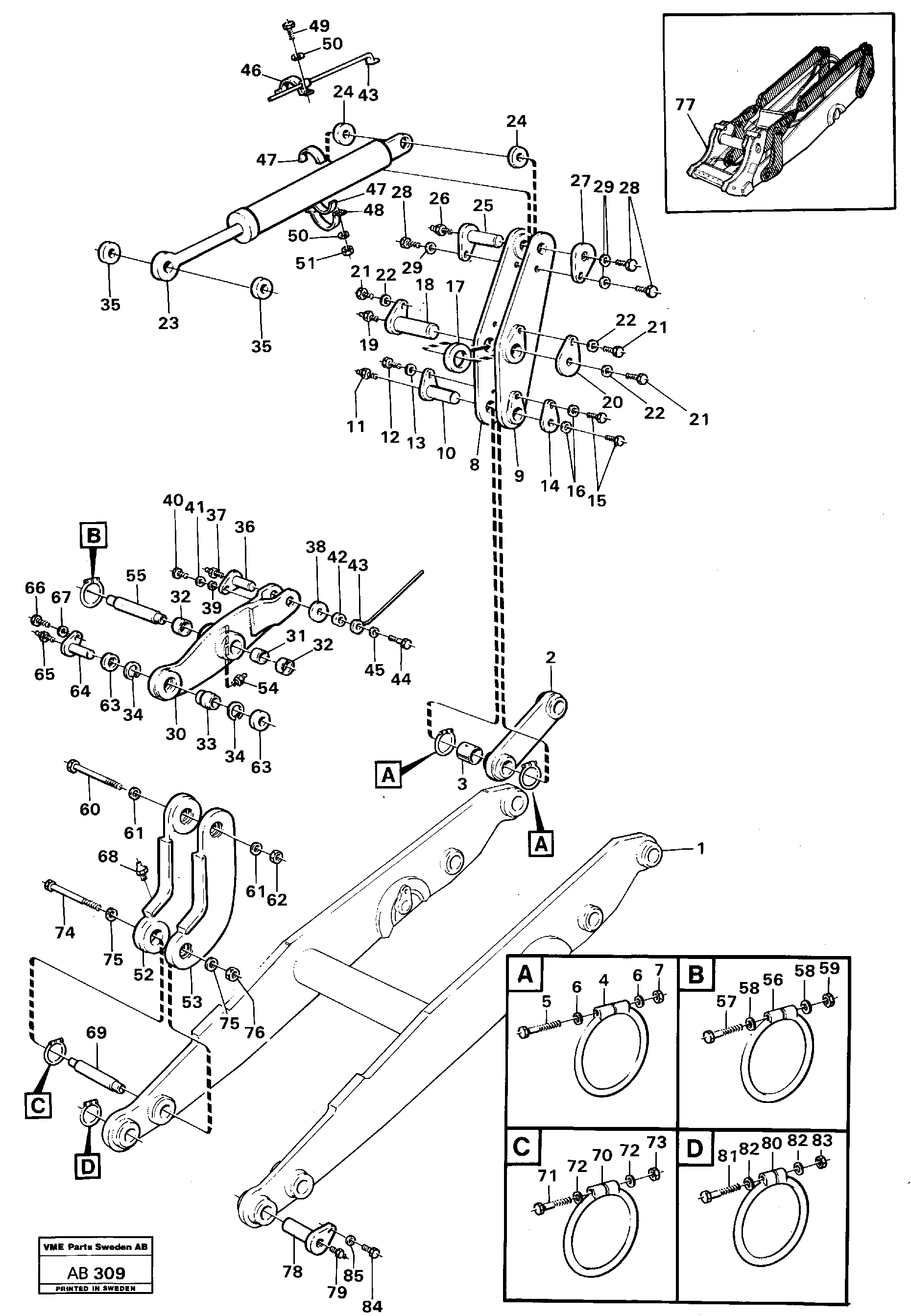 Схема запчастей Volvo L50 - 44187 Links with fitting parts L50 L50 S/N 6401- / 60301- USA