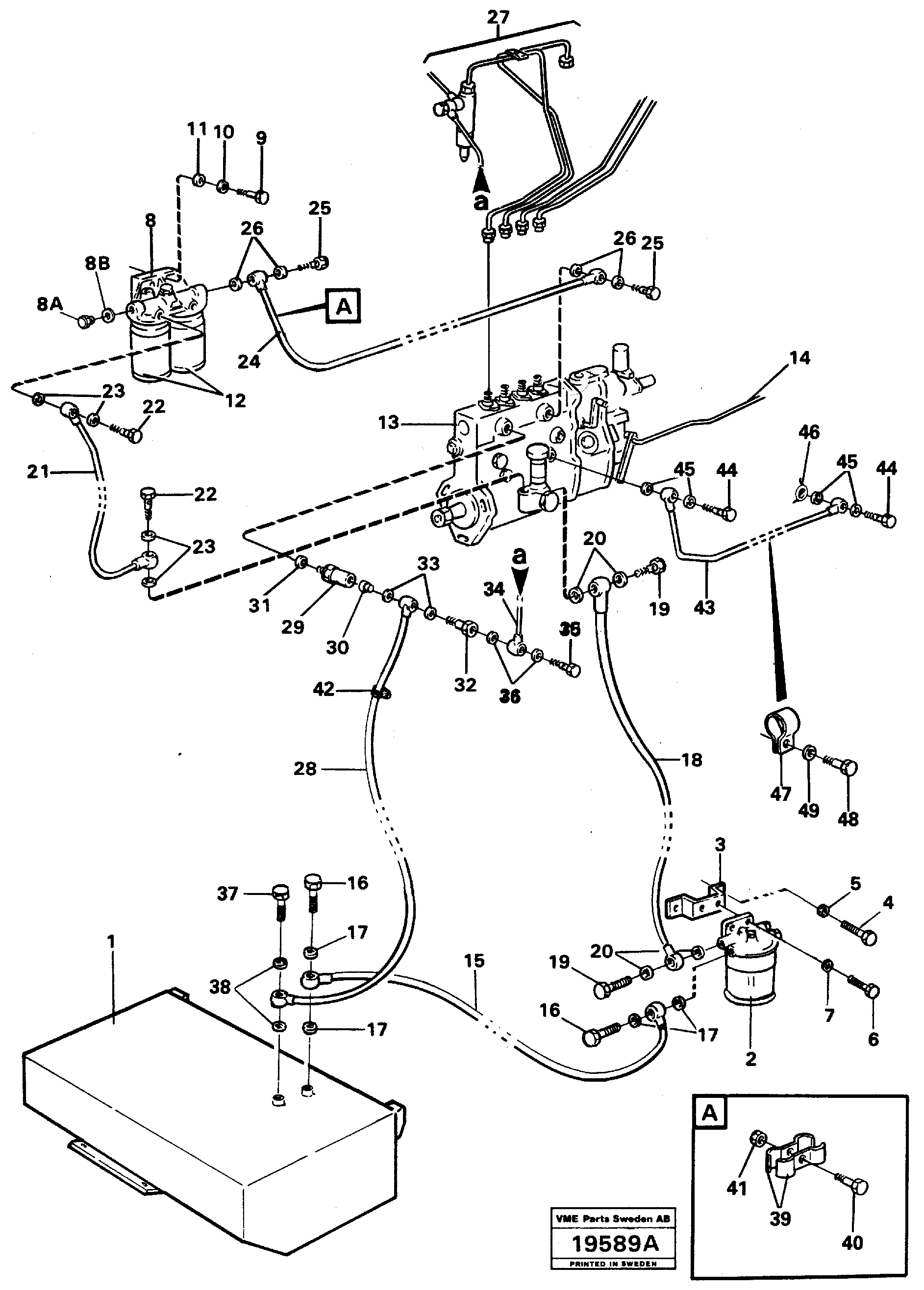 Схема запчастей Volvo L50 - 24892 Топливная система L50 L50 S/N -6400/-60300 USA