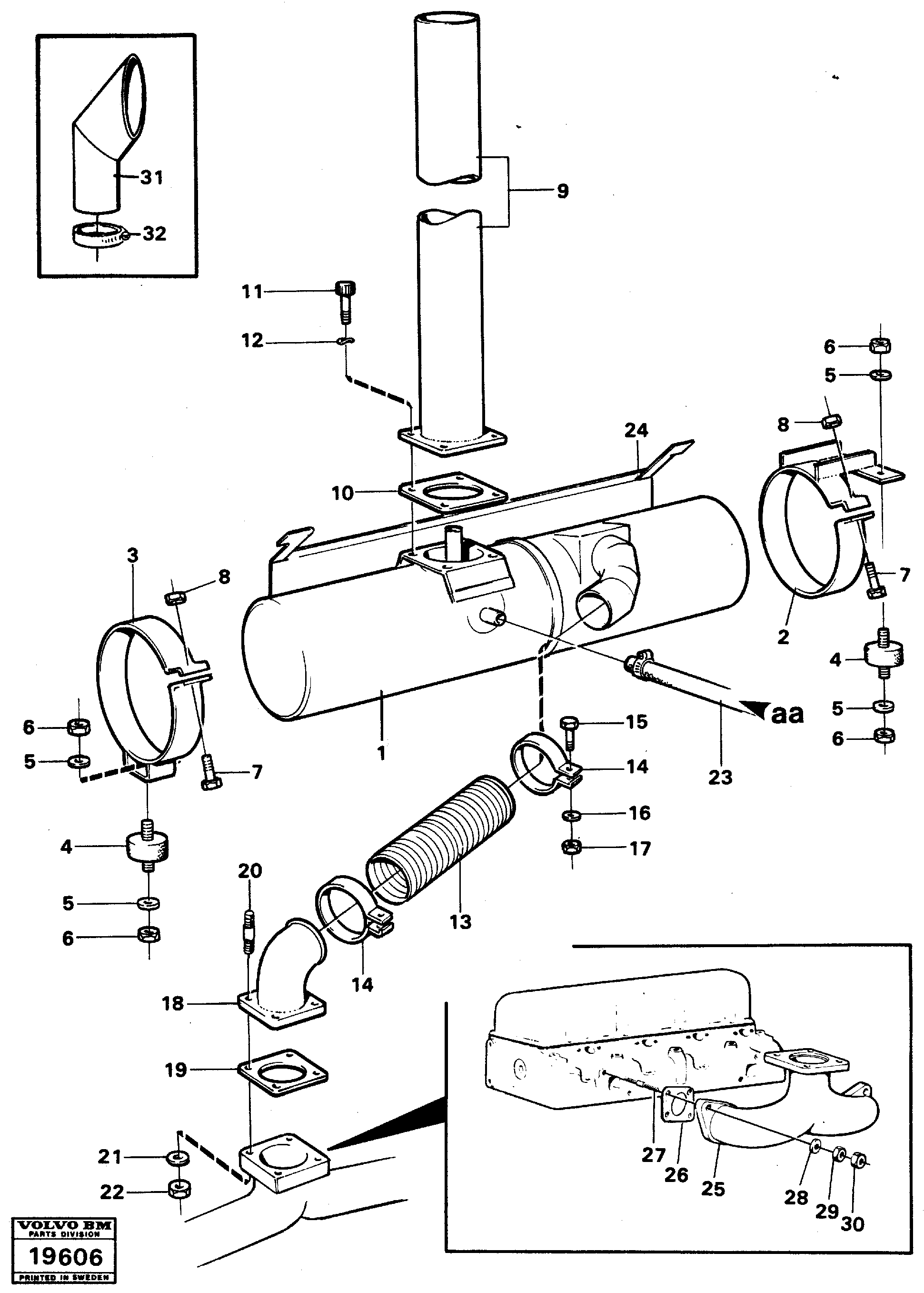 Схема запчастей Volvo L50 - 81267 Выхлопная система L50 L50 S/N -6400/-60300 USA
