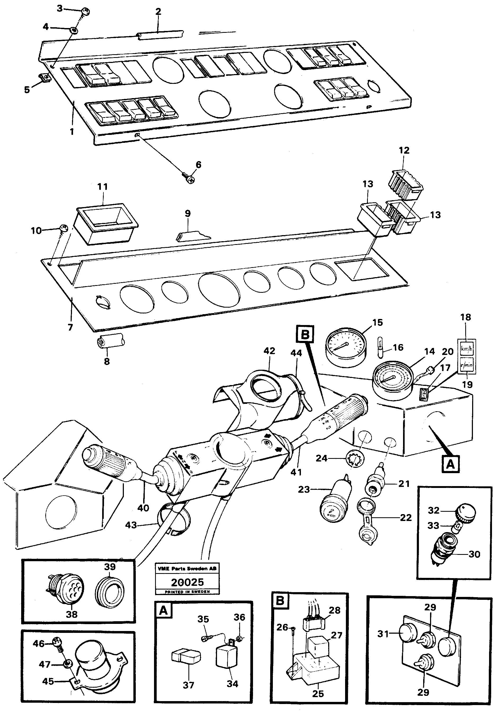 Схема запчастей Volvo L50 - 56681 Instrument panel and instruments L50 L50 S/N -6400/-60300 USA