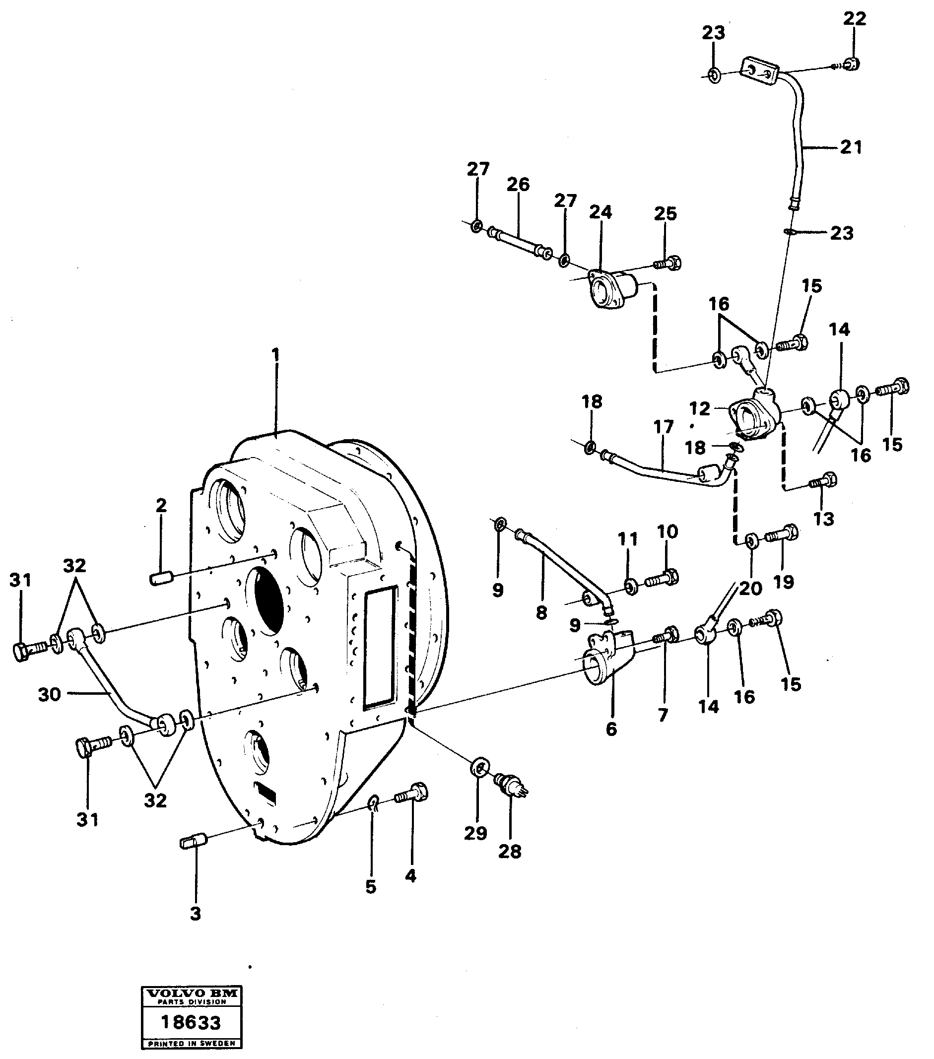 Схема запчастей Volvo L50 - 36638 Converter housing with fitting parts L50 L50 S/N -6400/-60300 USA