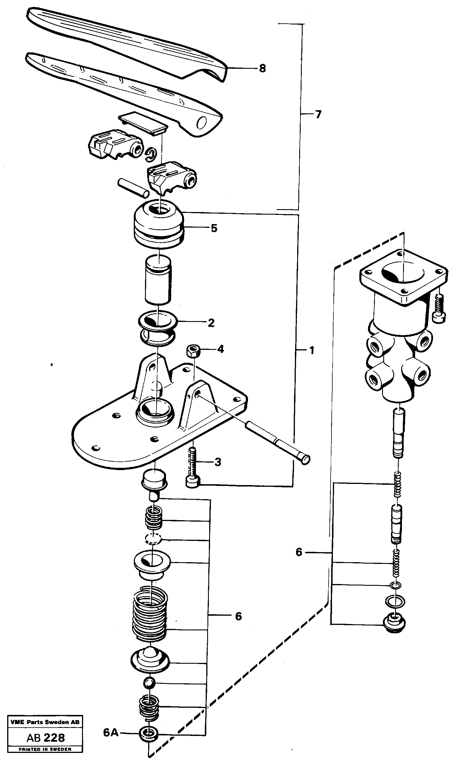 Схема запчастей Volvo L50 - 5153 Footbrake valve L50 L50 S/N 6401- / 60301- USA