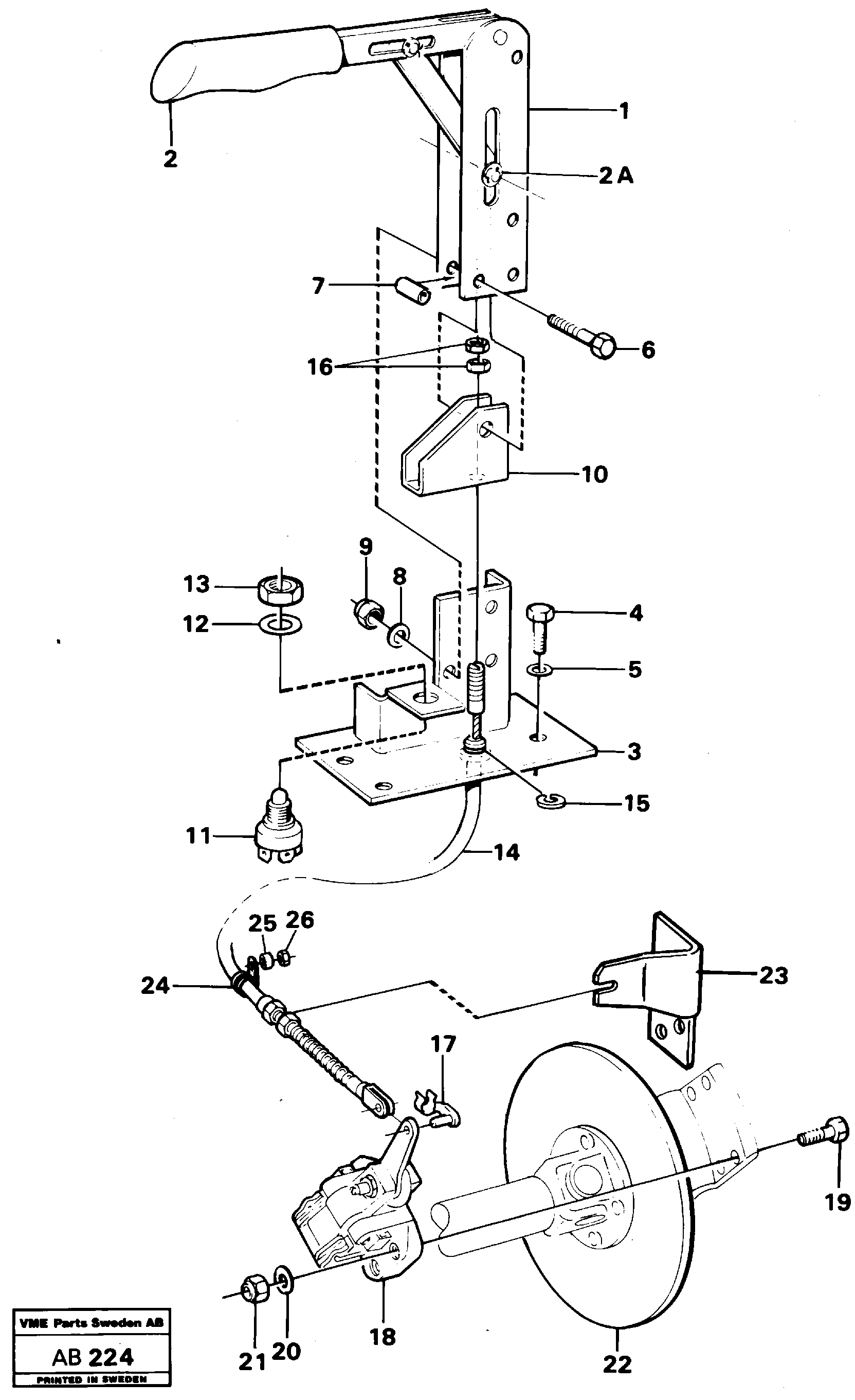 Схема запчастей Volvo L50 - 99591 Hand brake L50 L50 S/N 6401- / 60301- USA