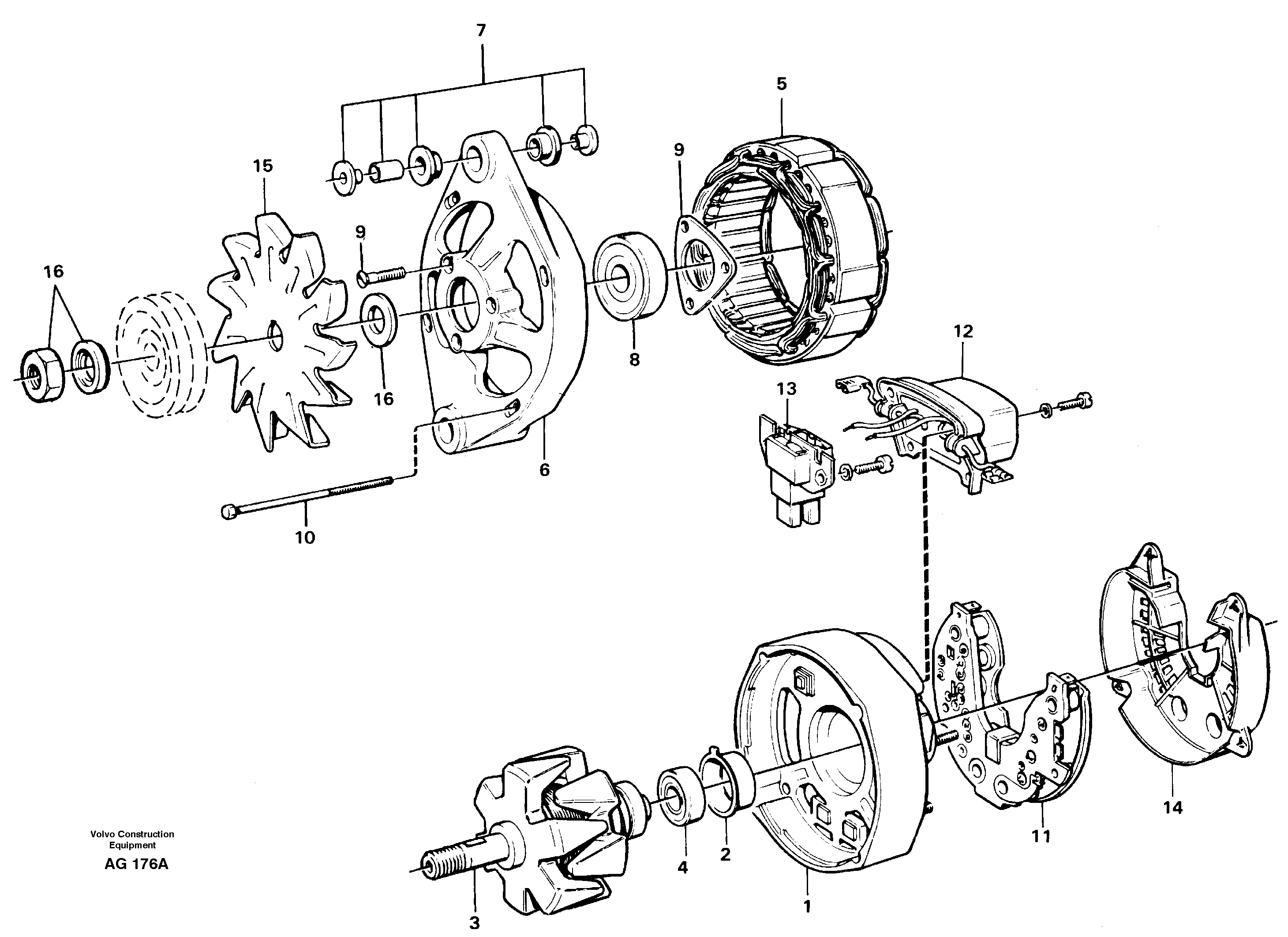 Схема запчастей Volvo L50B - 22789 Alternator L50B/L50C VOLVO BM VOLVO BM L50B/L50C SER NO - 10966