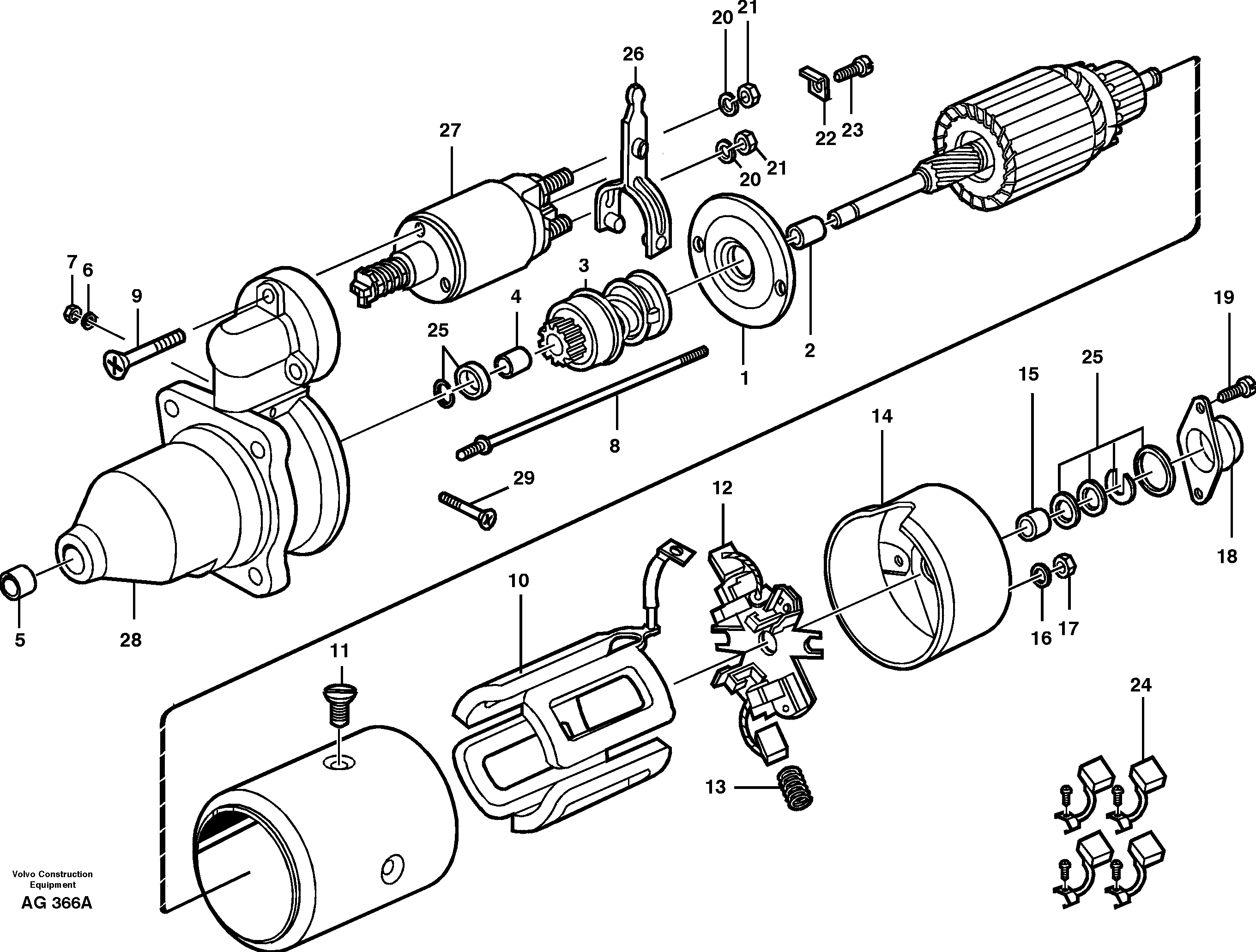 Схема запчастей Volvo L50B - 29989 Starter motor L50B/L50C VOLVO BM VOLVO BM L50B/L50C SER NO - 10966