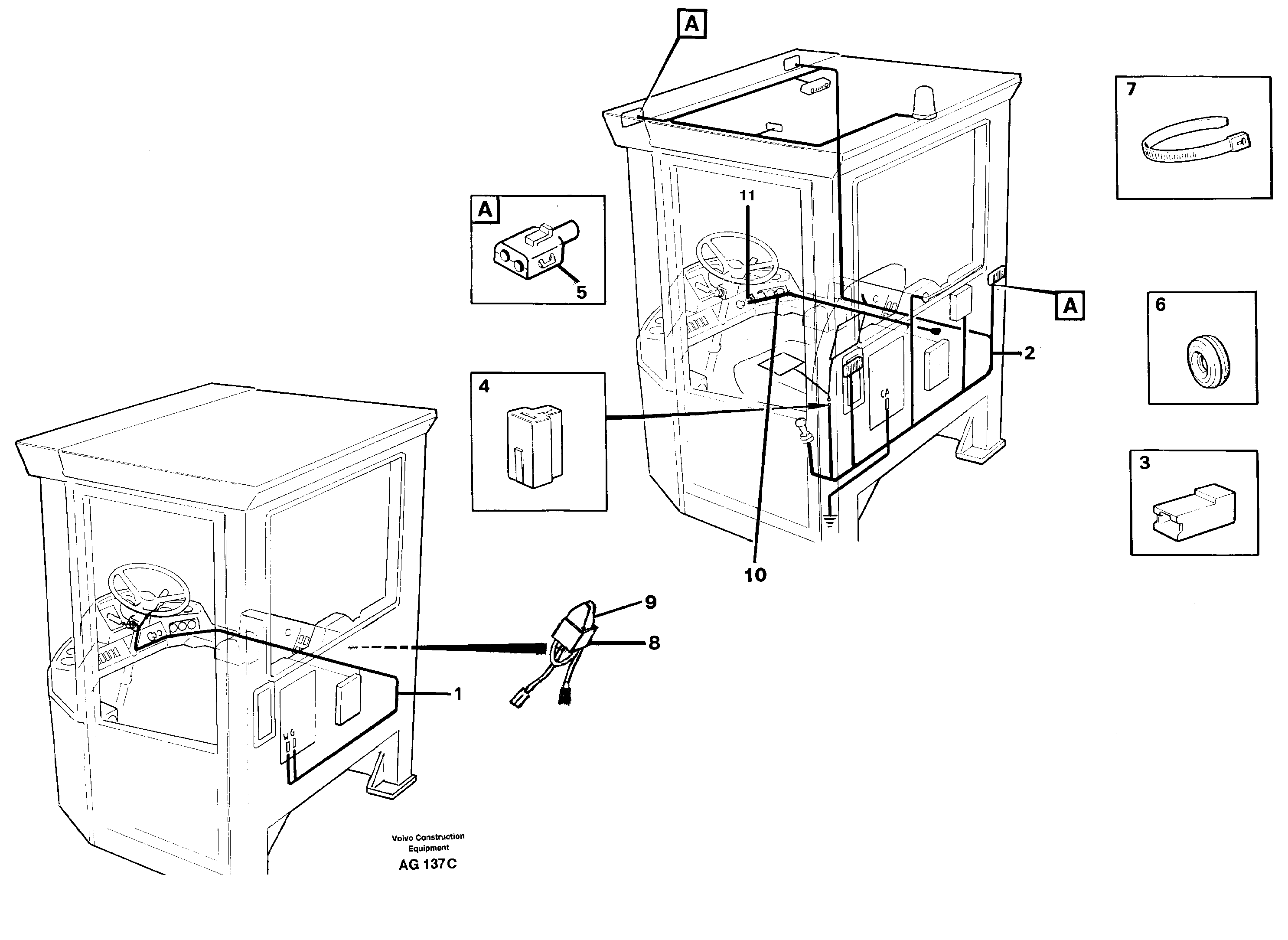 Схема запчастей Volvo L50B - 55186 Cable harnesses, cab L50B/L50C VOLVO BM VOLVO BM L50B/L50C SER NO - 10966
