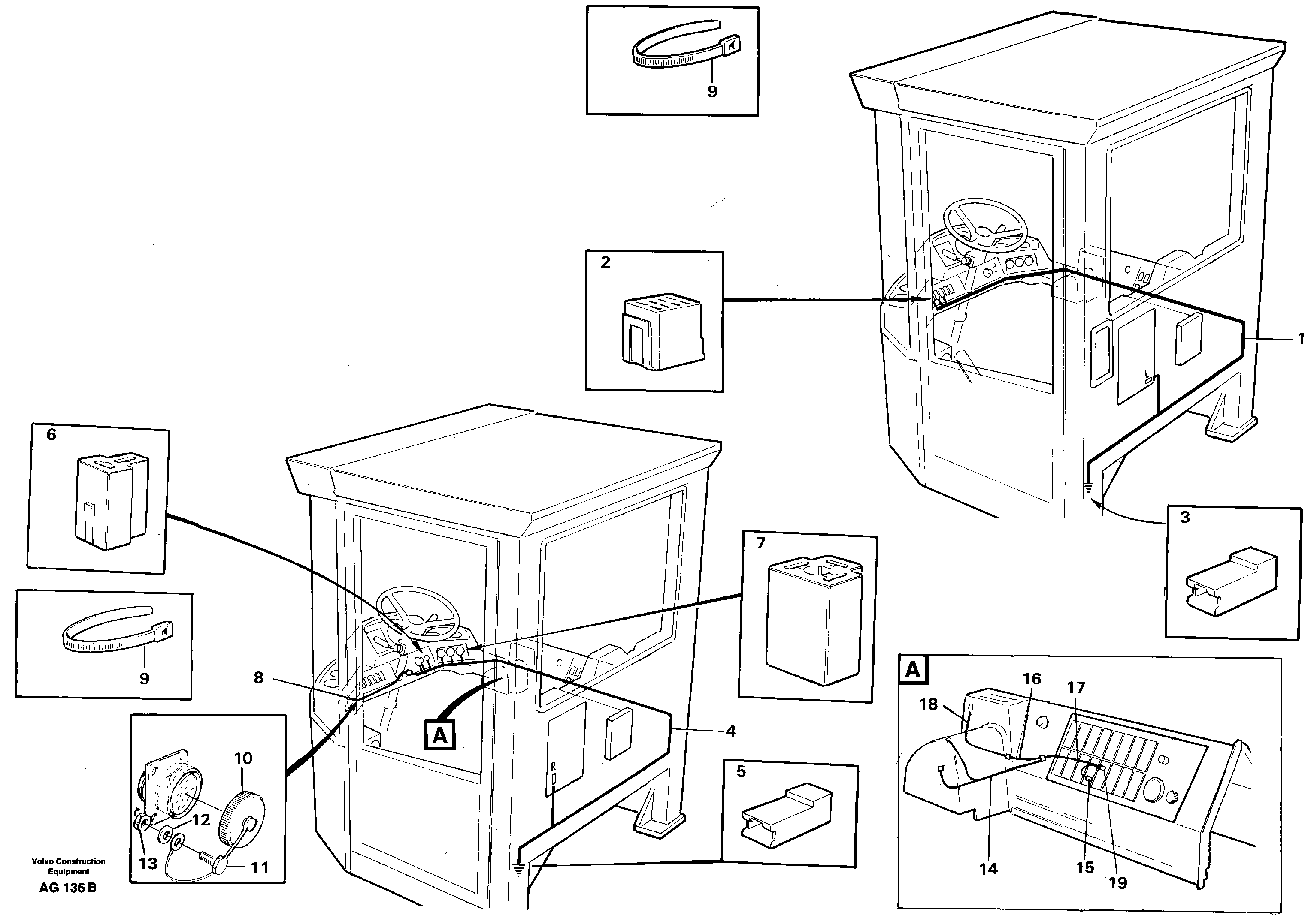 Схема запчастей Volvo L50B - 65465 Cable harnesses, cab L50B/L50C VOLVO BM VOLVO BM L50B/L50C SER NO - 10966