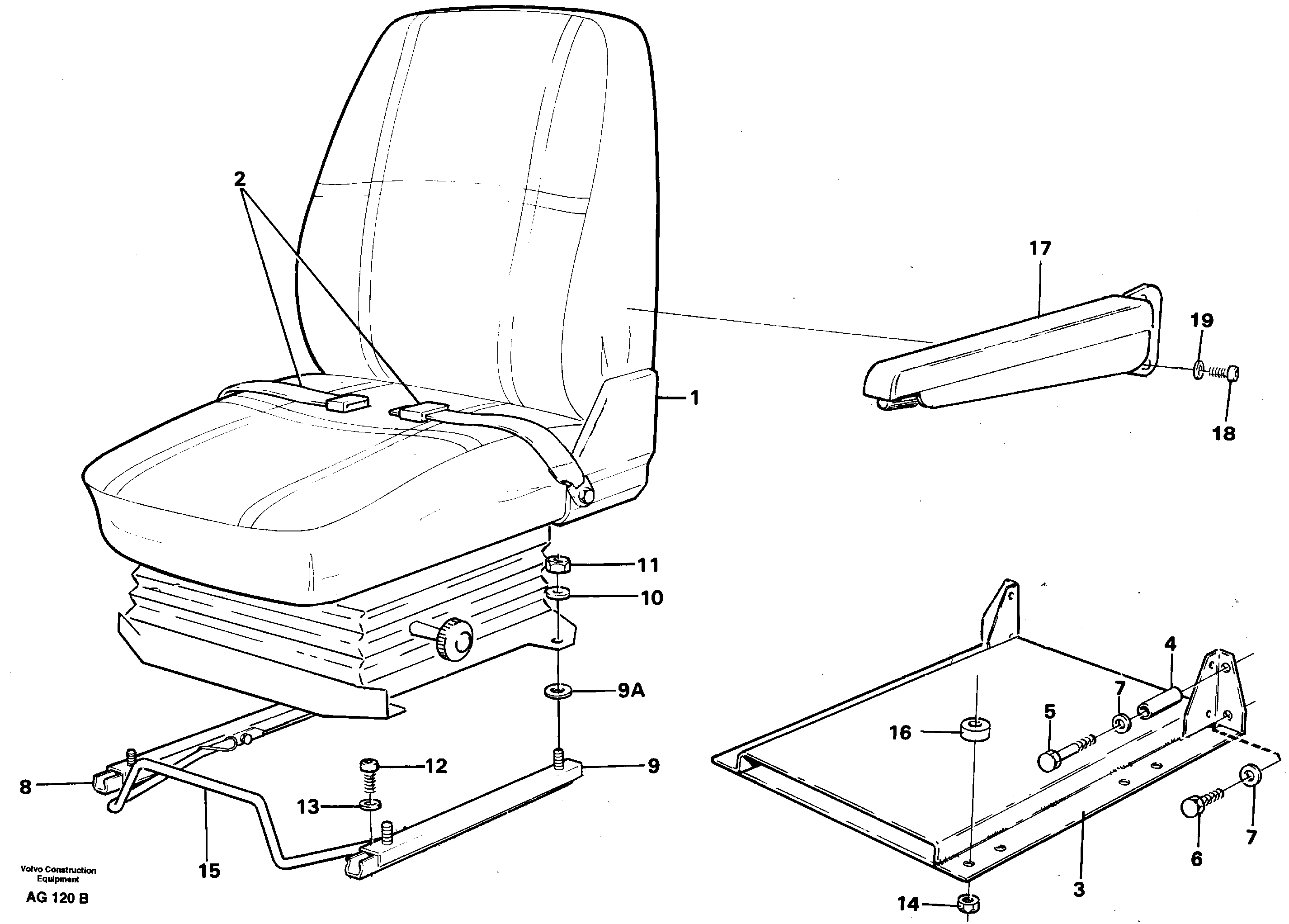 Схема запчастей Volvo L50B - 60758 Drivers seat, assembly L50B/L50C VOLVO BM VOLVO BM L50B/L50C SER NO - 10966