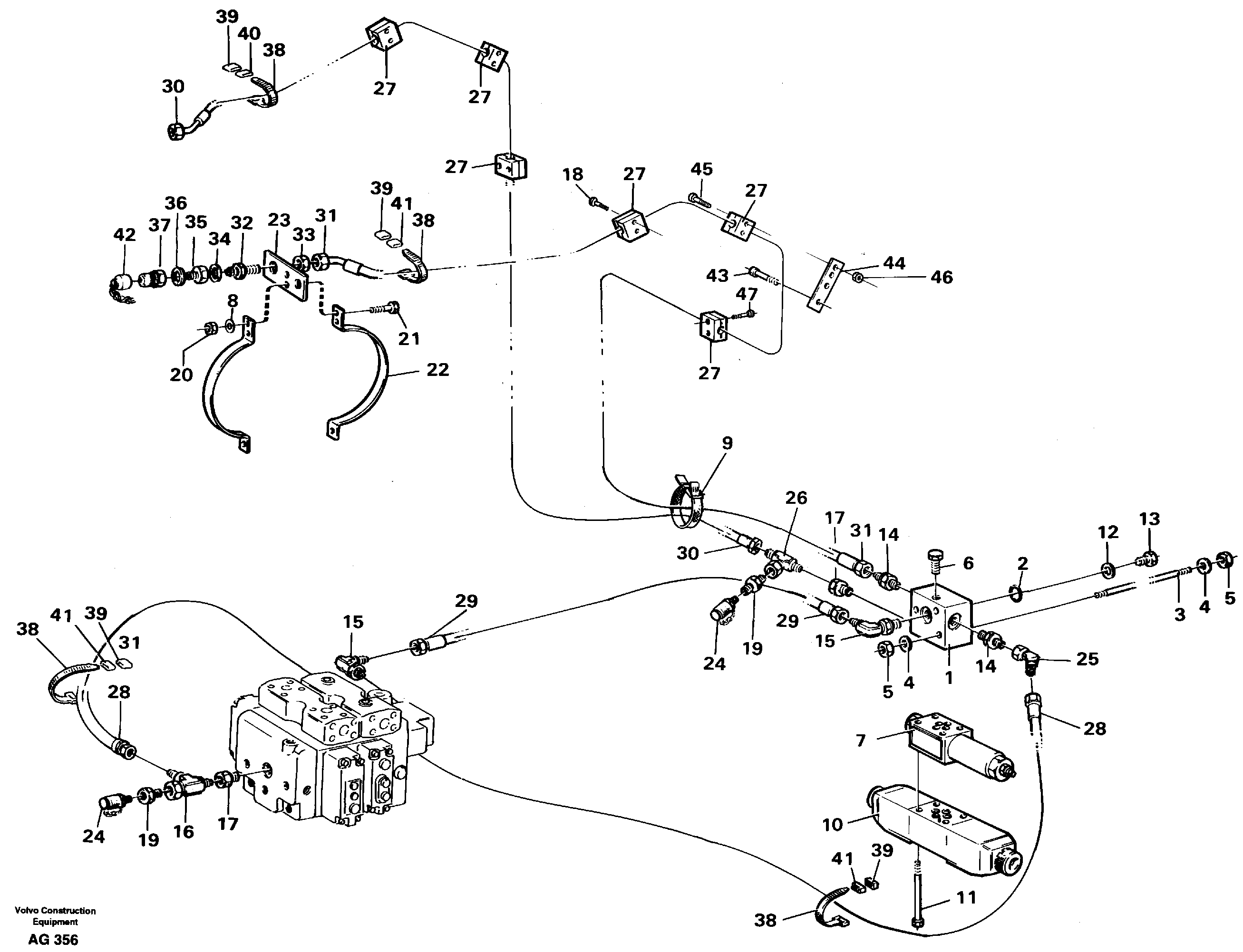 Схема запчастей Volvo L50B - 63350 Hydraulic system; 4:th function L50B/L50C VOLVO BM VOLVO BM L50B/L50C SER NO - 10966