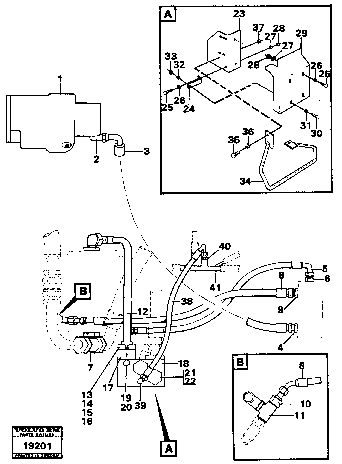 Схема запчастей Volvo L70 - 43641 Hydraulic system, rear 5:th, 6:th function L70 L70 S/N -7400/ -60500 USA