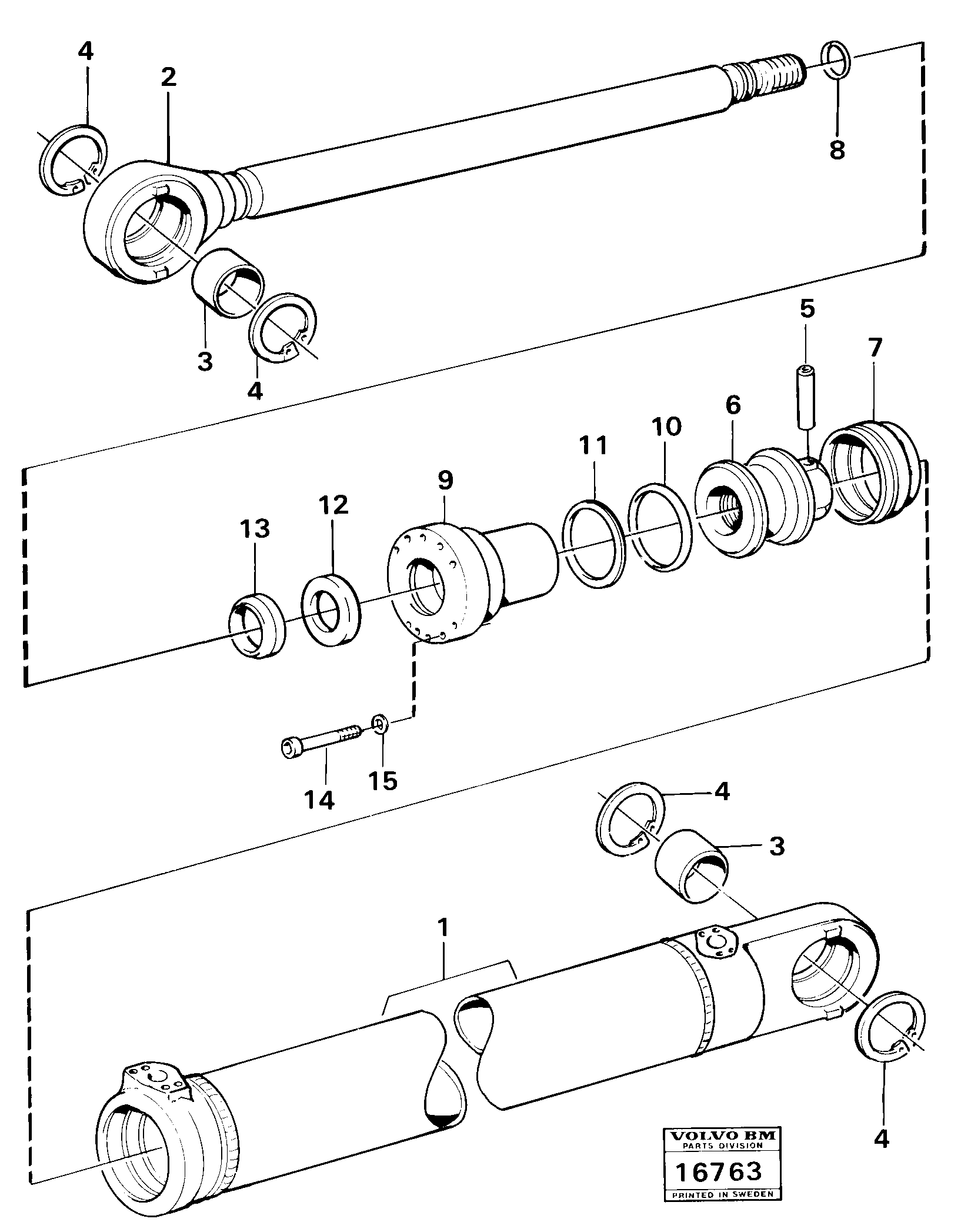 Схема запчастей Volvo L70 - 47644 Hydraulic cylinder tilting L70 L70 S/N -7400/ -60500 USA