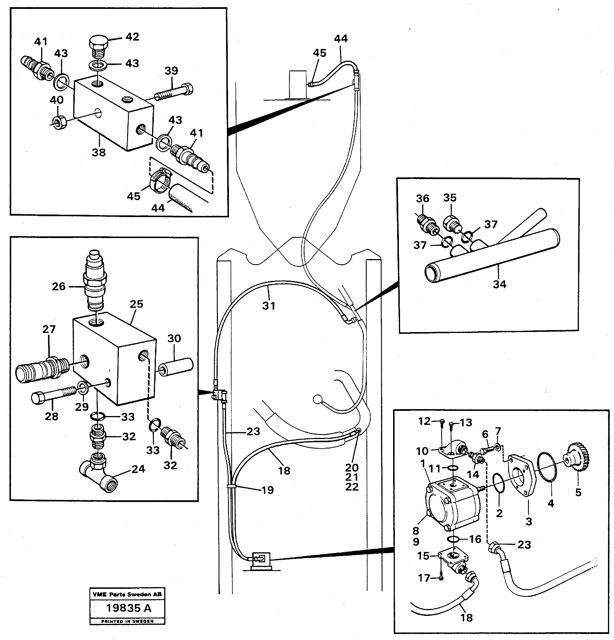 Схема запчастей Volvo L70 - 93819 Hydraulic pump equipment 91022 L70 L70 S/N -7400/ -60500 USA