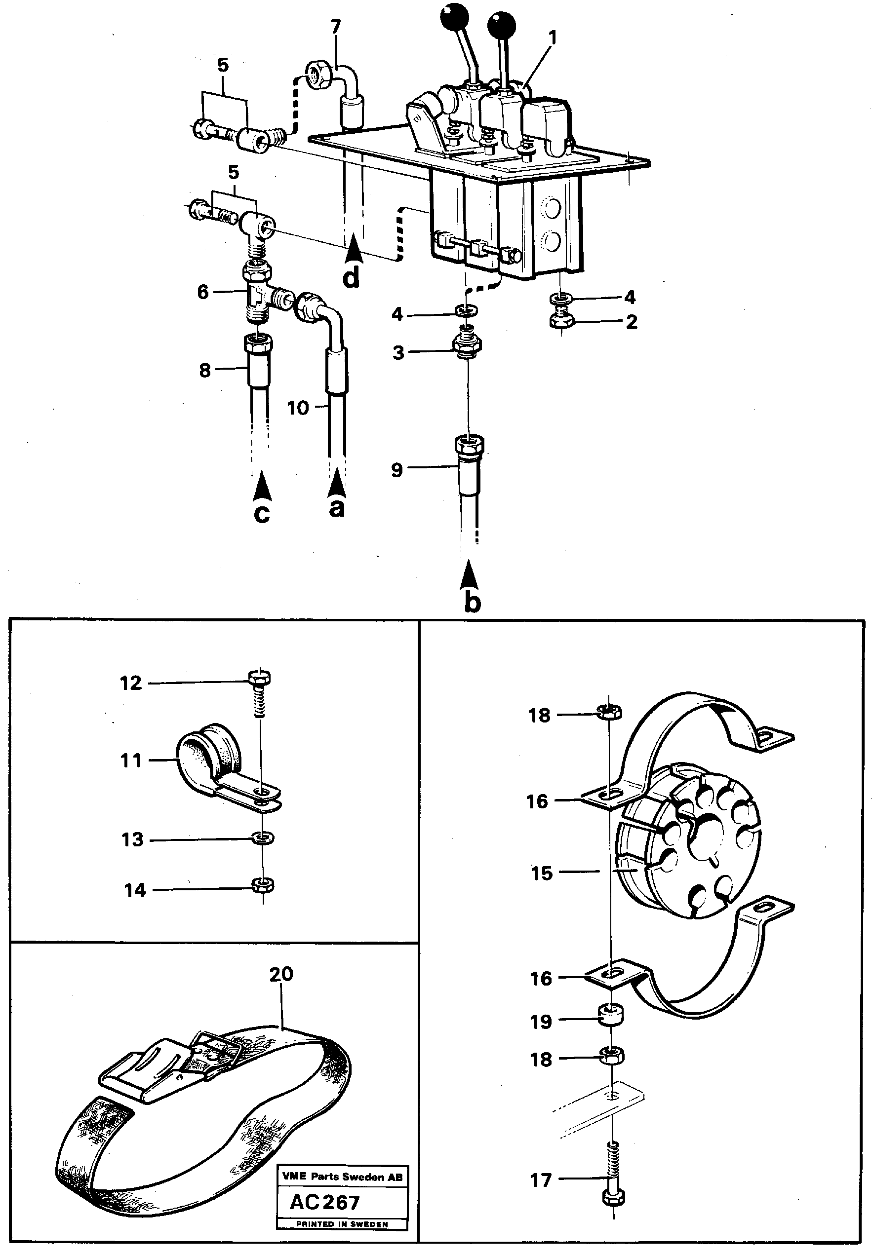 Схема запчастей Volvo L70 - 12651 Servo system: servo valve-hydr. valve L70 L70 S/N 7401- / 60501- USA