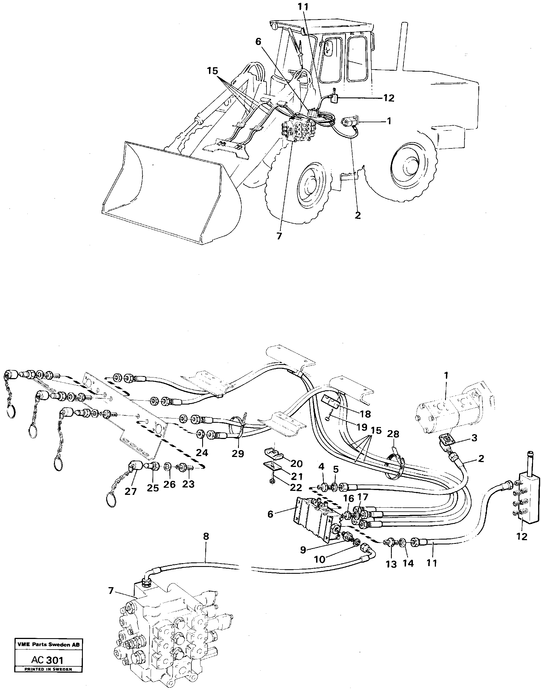 Схема запчастей Volvo L70 - 18042 Hydraulic system 5:th and 6:th function L70 L70 S/N 7401- / 60501- USA