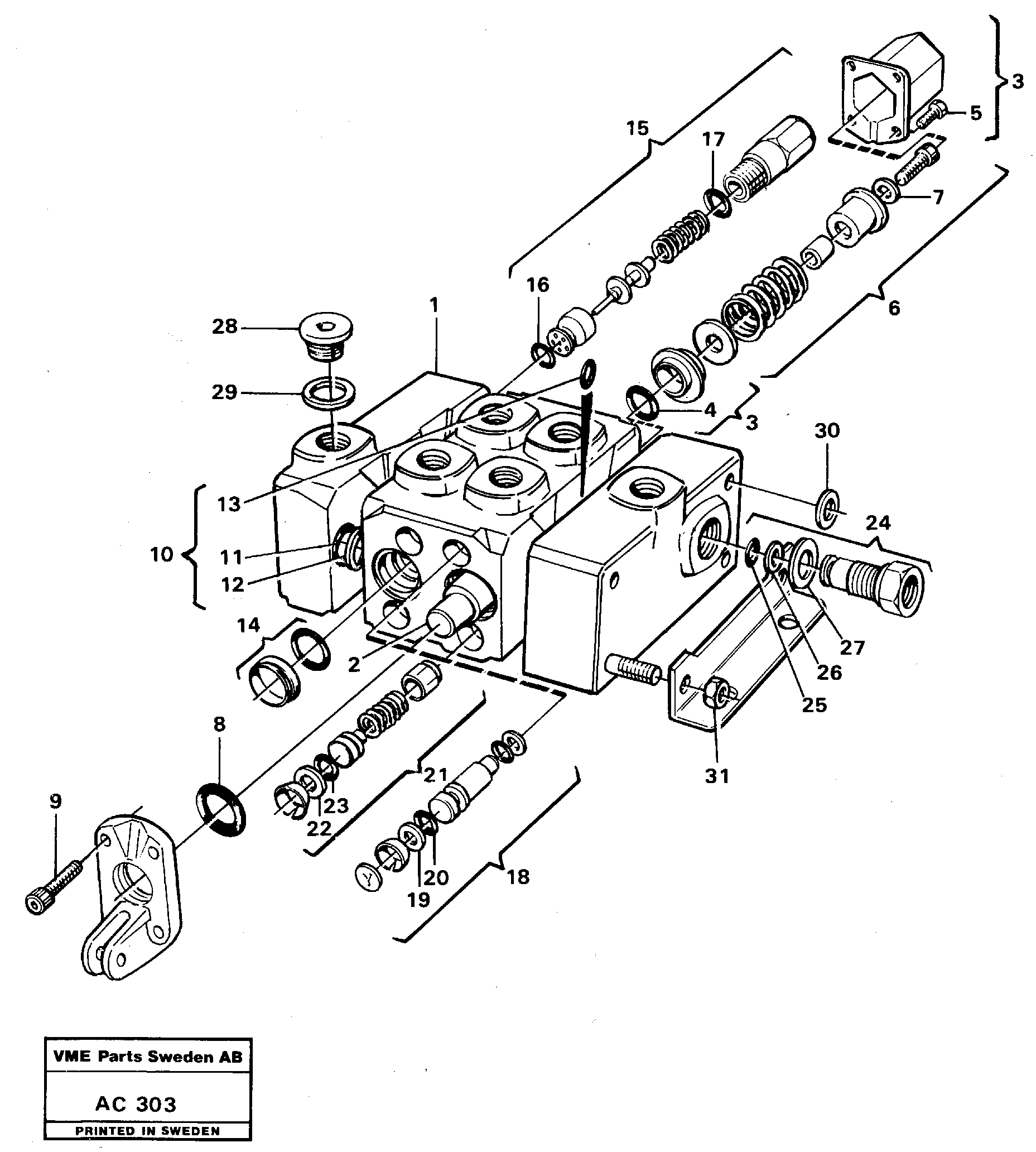 Схема запчастей Volvo L70 - 2096 Hydraulic valve L70 L70 S/N 7401- / 60501- USA