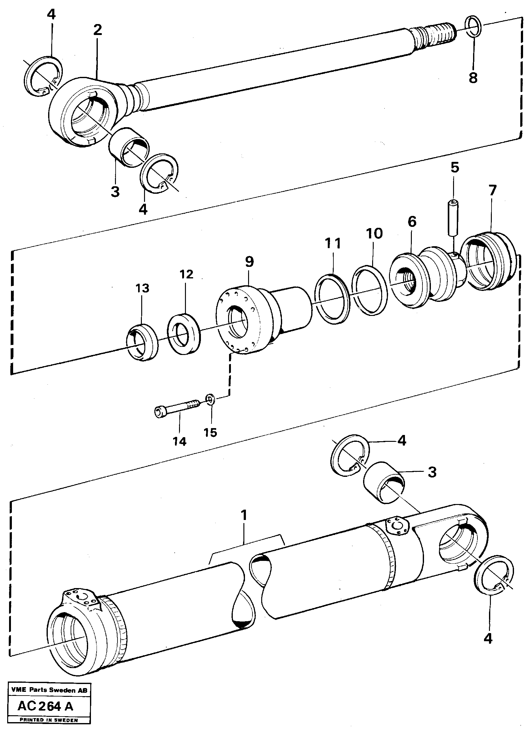 Схема запчастей Volvo L70 - 47650 Hydraulic cylinder tilting L70 L70 S/N 7401- / 60501- USA