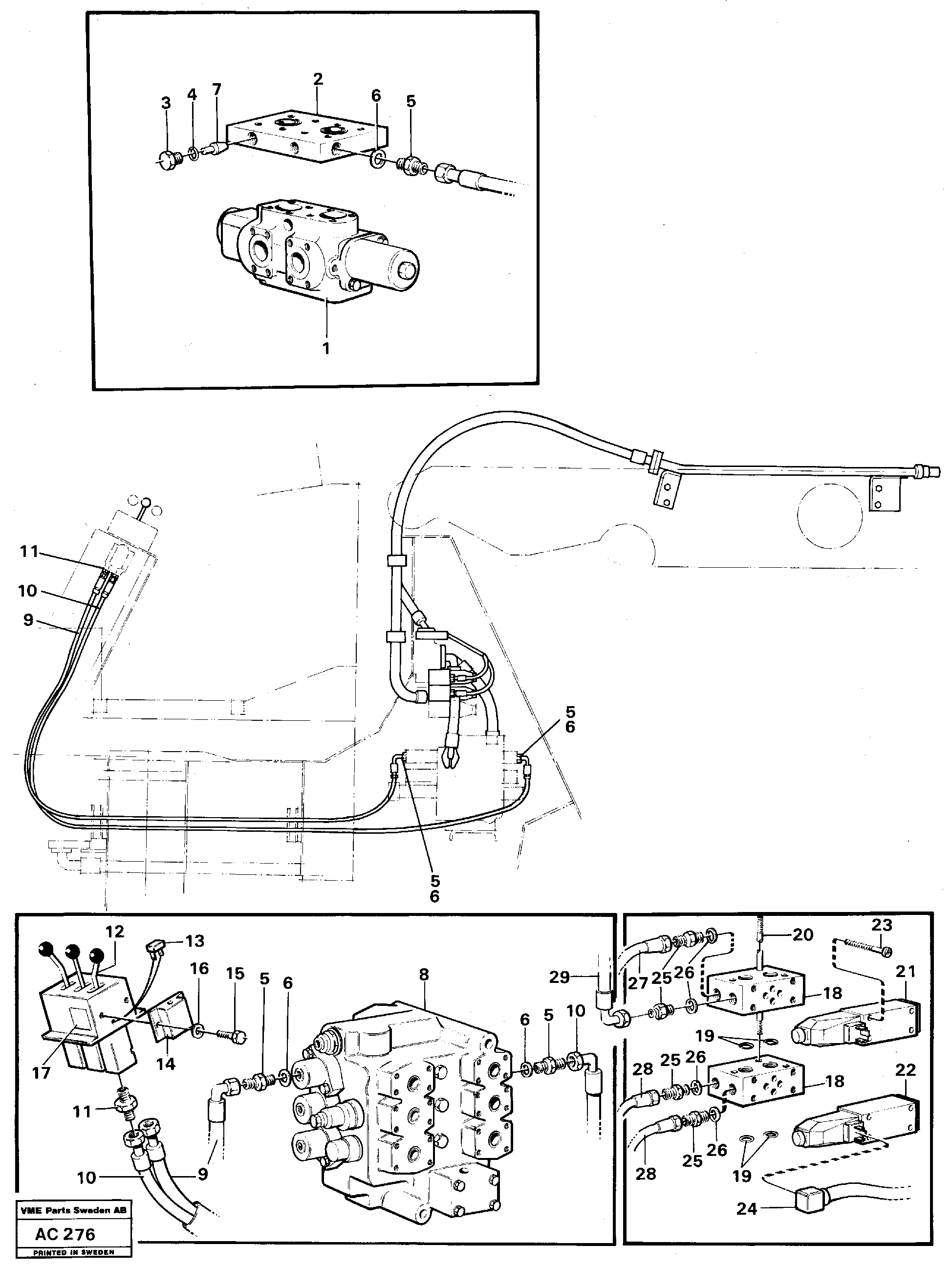 Схема запчастей Volvo L70 - 53277 3:rd and 4:th function servo system L70 L70 S/N 7401- / 60501- USA