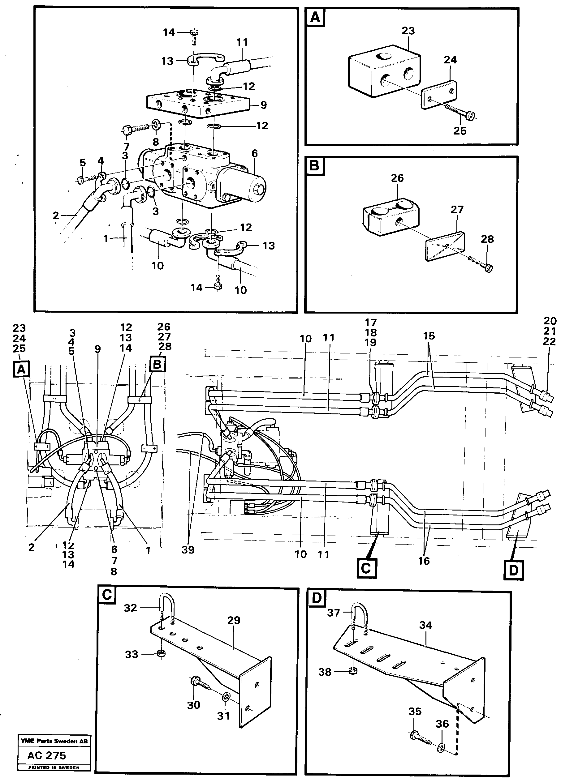 Схема запчастей Volvo L70 - 89318 3:rd and 4:th function hydraulic system L70 L70 S/N 7401- / 60501- USA