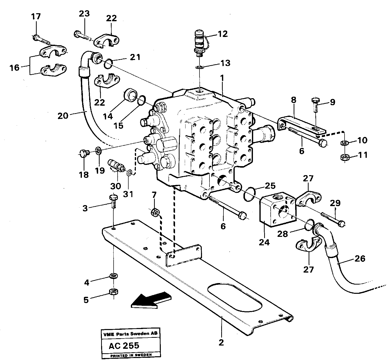 Схема запчастей Volvo L70 - 92677 Hydraulic valve with fitting parts L70 L70 S/N 7401- / 60501- USA