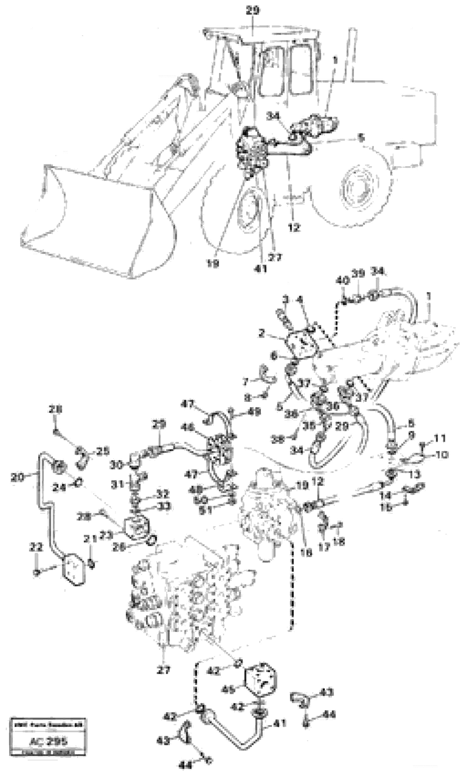Схема запчастей Volvo L70 - 99310 Equipment hydraulic 2 - circuit pump - control valves L70 L70 S/N 7401- / 60501- USA