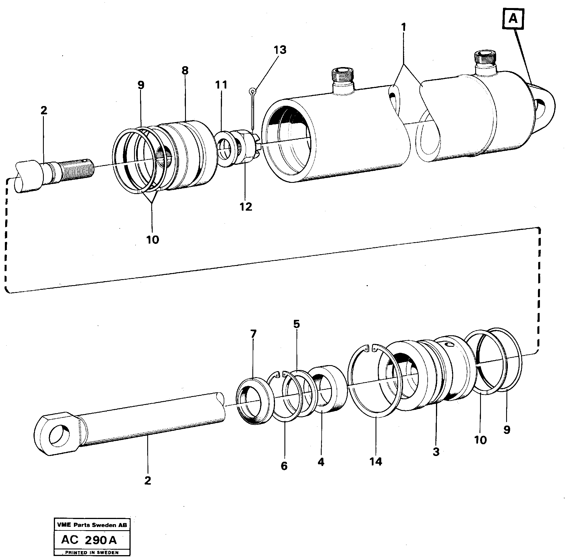 Схема запчастей Volvo L70 - 22171 Hydraulic cylinder E Prod L70 L70 S/N 7401- / 60501- USA