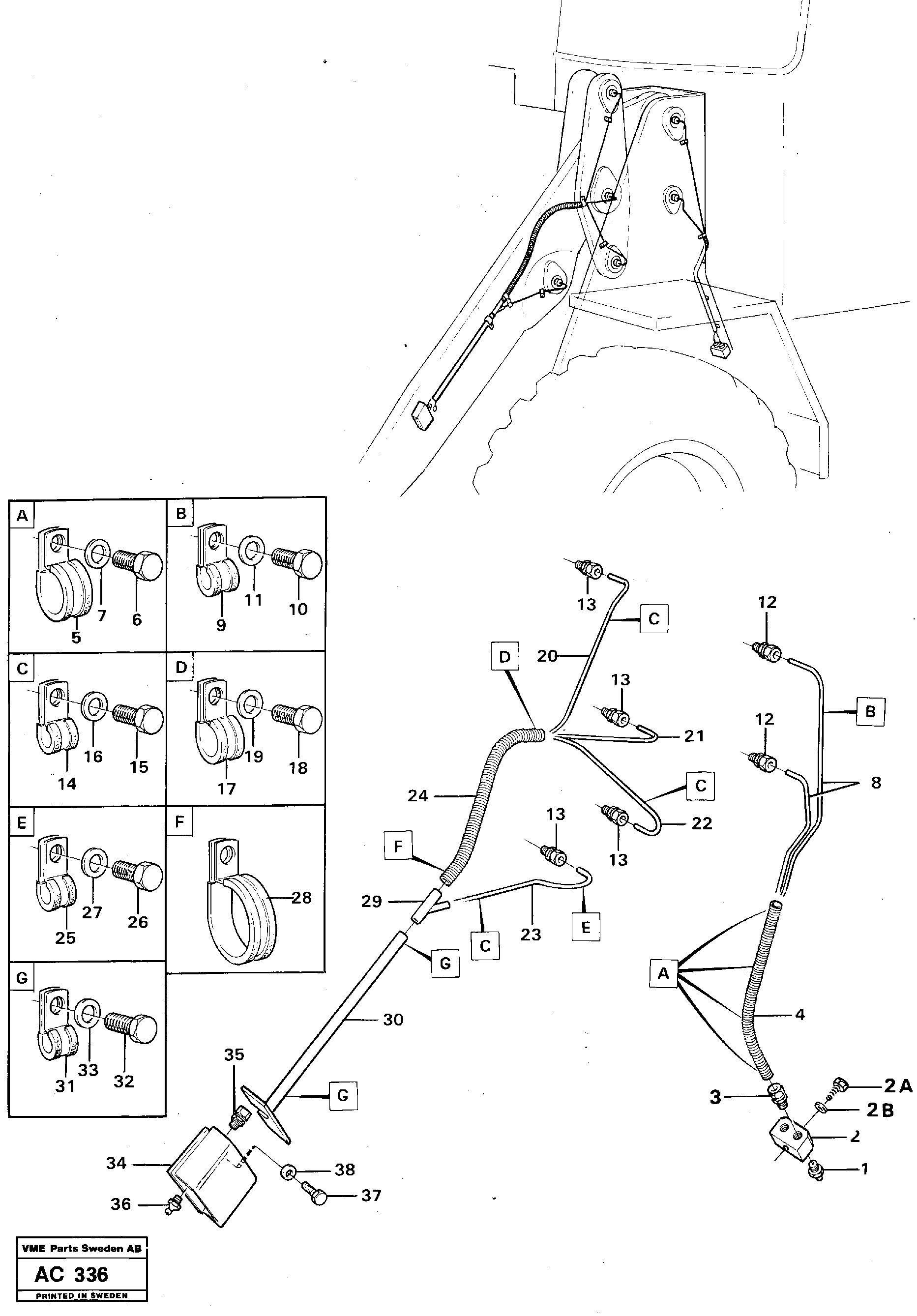 Схема запчастей Volvo L70 - 5104 Extended lubepoints for loader linkage L70 L70 S/N 7401- / 60501- USA