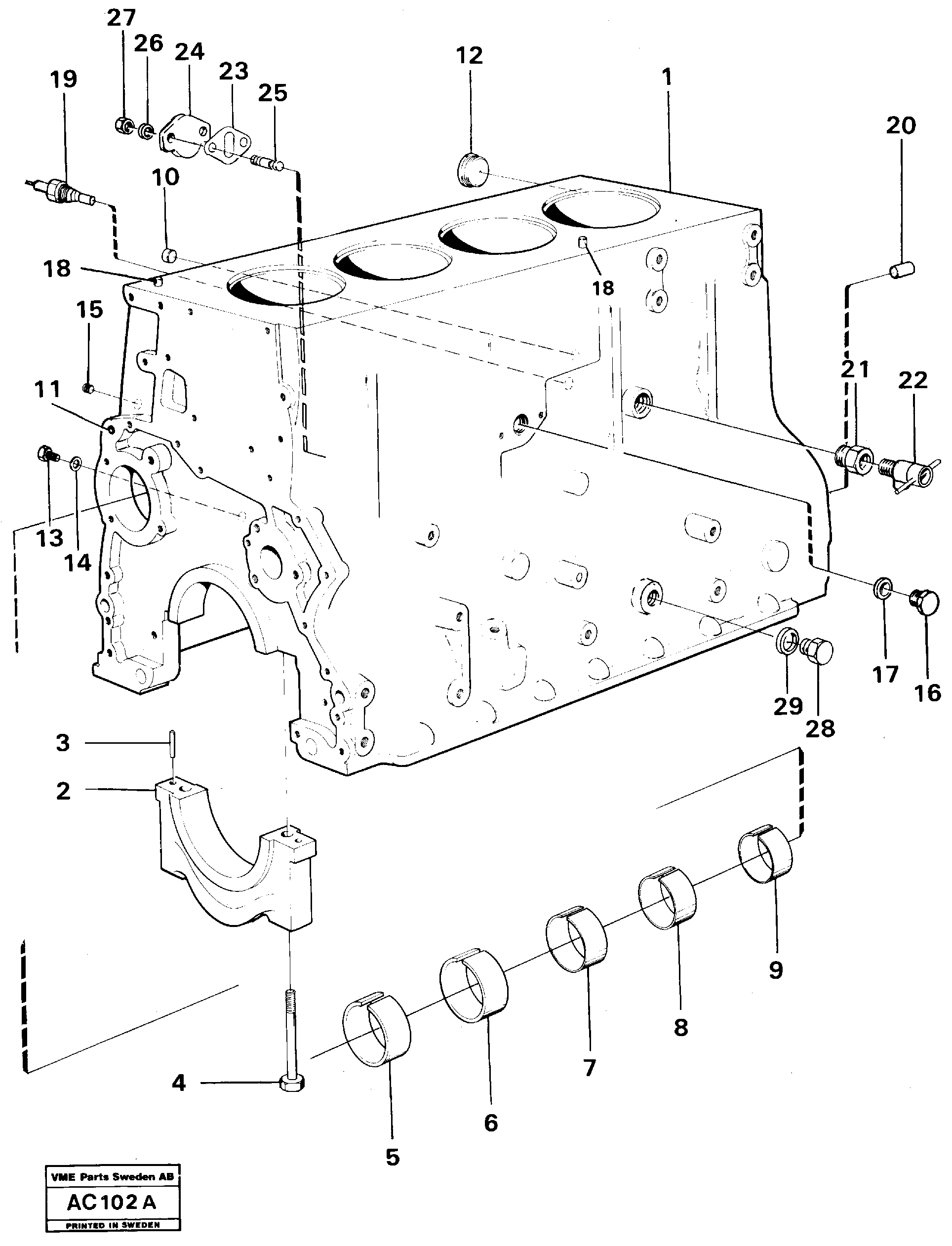 Схема запчастей Volvo L70 - 97984 Блок цилиндров L70 L70 S/N 7401- / 60501- USA