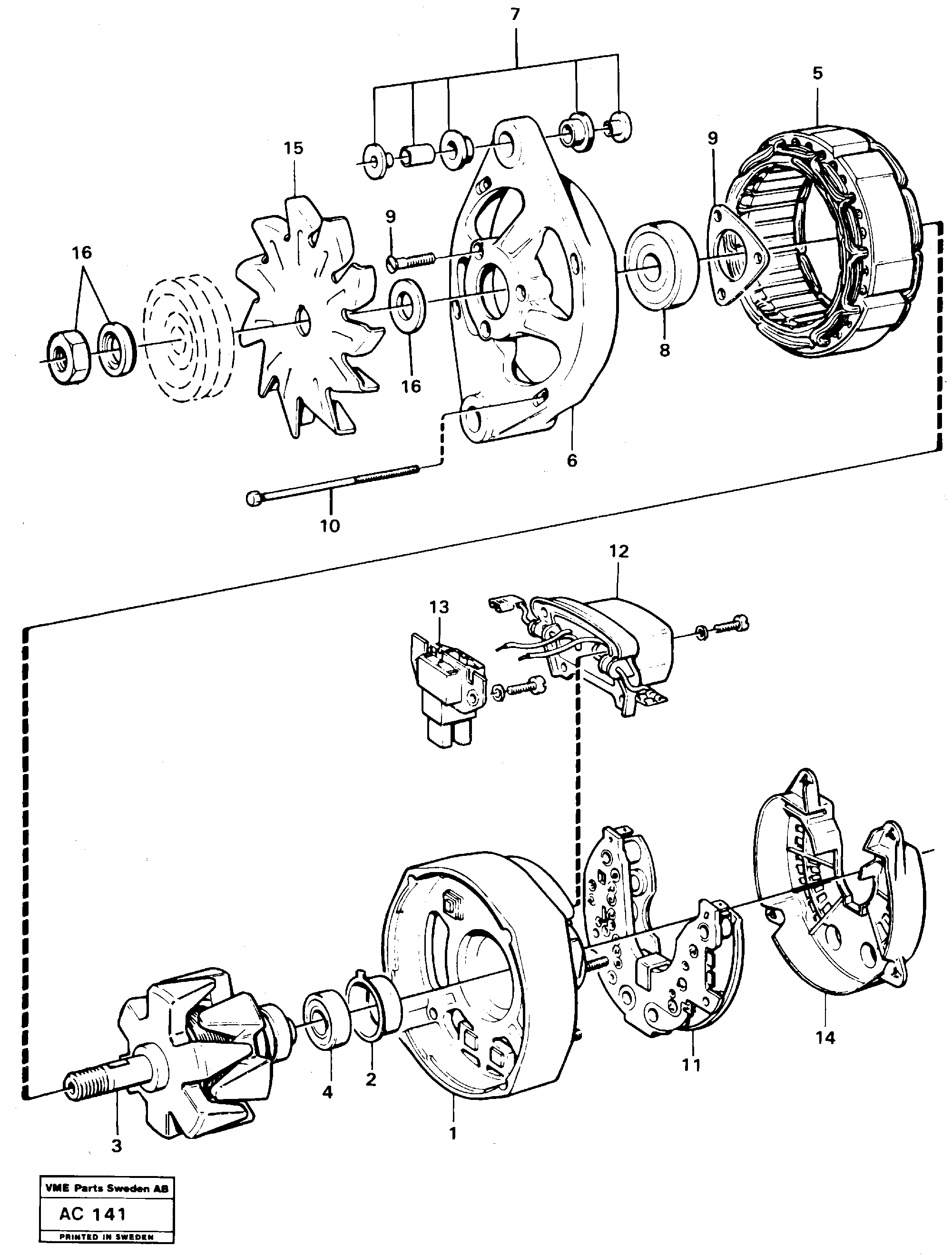 Схема запчастей Volvo L70 - 10284 Alternator L70 L70 S/N 7401- / 60501- USA