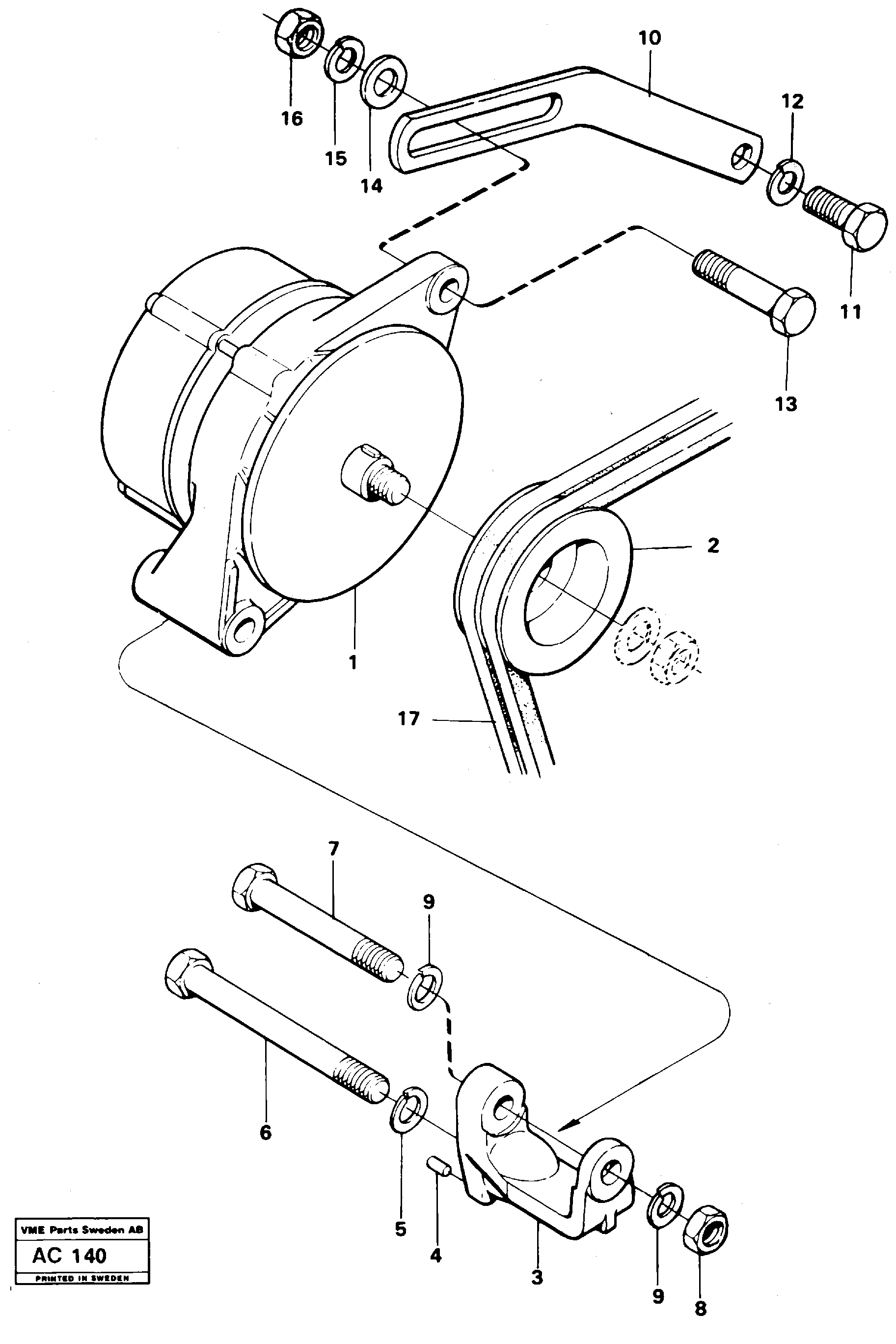 Схема запчастей Volvo L70 - 21657 Alternator with assembling details L70 L70 S/N 7401- / 60501- USA