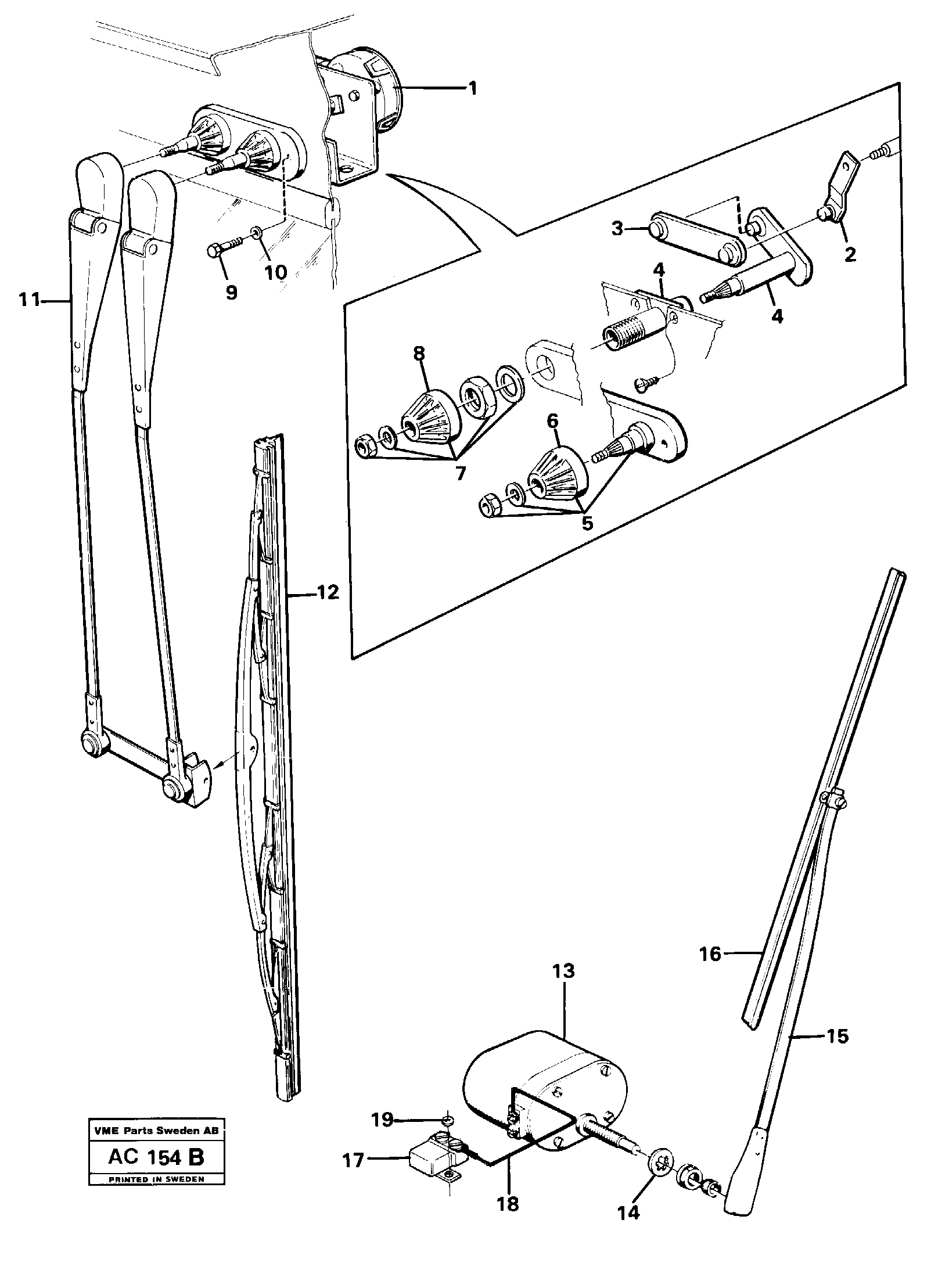 Схема запчастей Volvo L70 - 5039 Стеклоочиститель лобового стекла (ветрового) L70 L70 S/N 7401- / 60501- USA