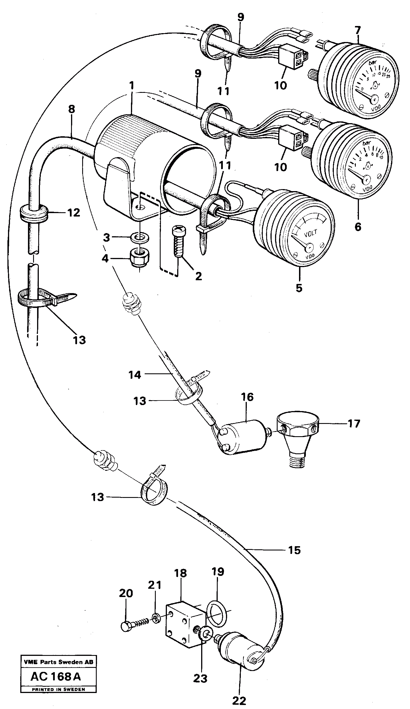 Схема запчастей Volvo L70 - 18007 Instruments panel L70 L70 S/N 7401- / 60501- USA