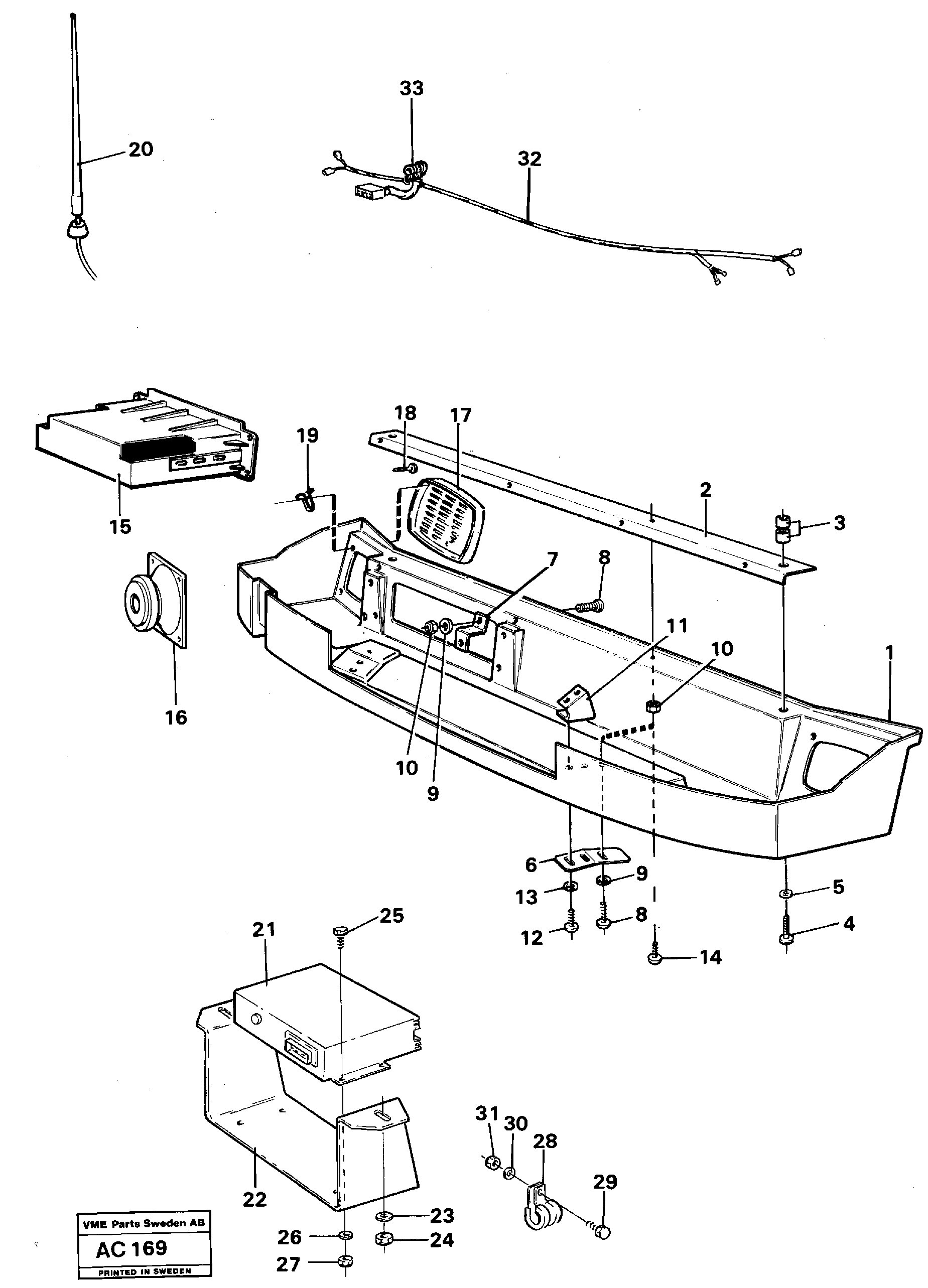 Схема запчастей Volvo L70 - 5050 Radio panel L70 L70 S/N 7401- / 60501- USA