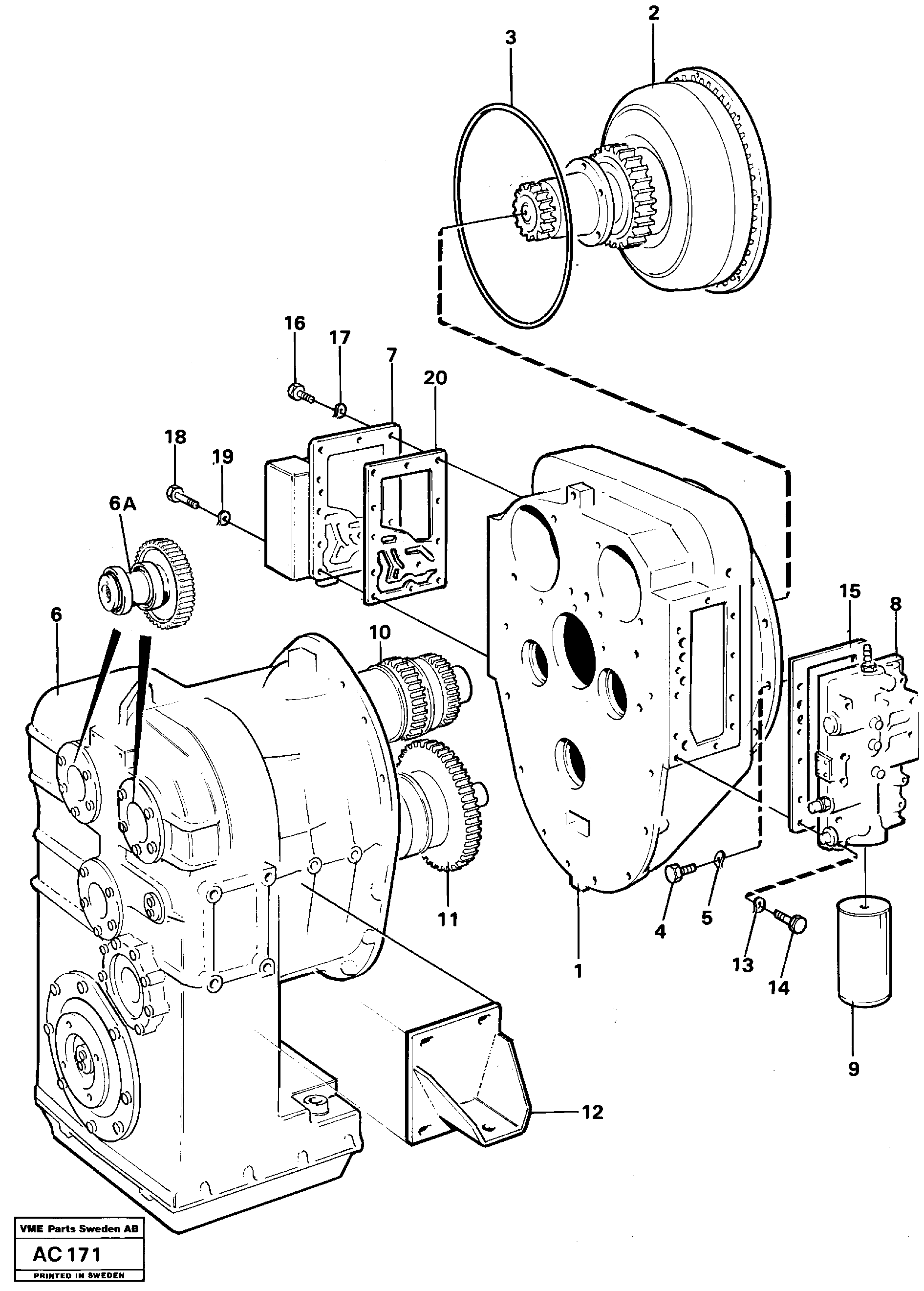 Схема запчастей Volvo L70 - 12007 Hydraulic transmission with fitting parts L70 L70 S/N 7401- / 60501- USA