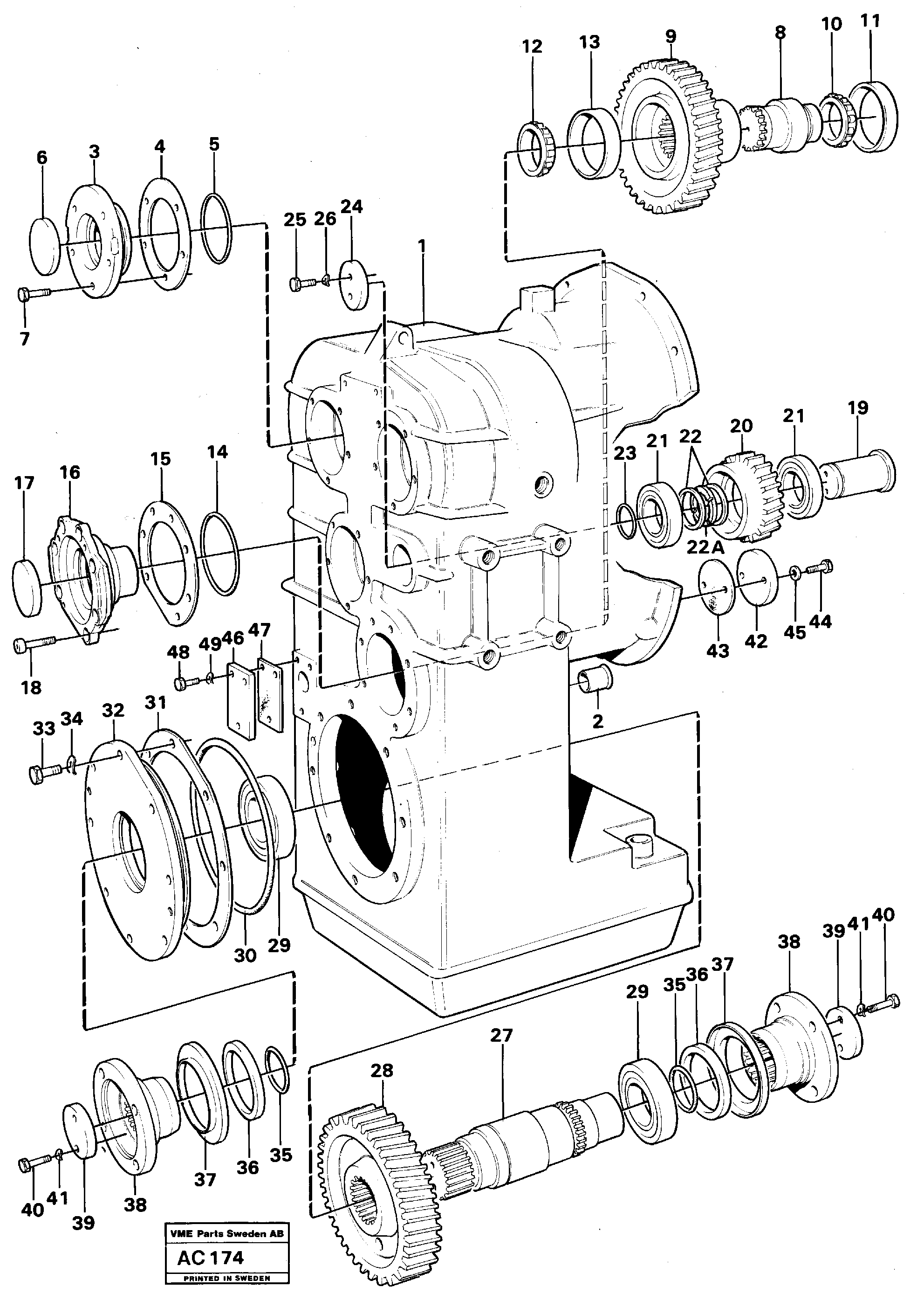 Схема запчастей Volvo L70 - 12008 Clutch housing 4-speeds L70 L70 S/N 7401- / 60501- USA
