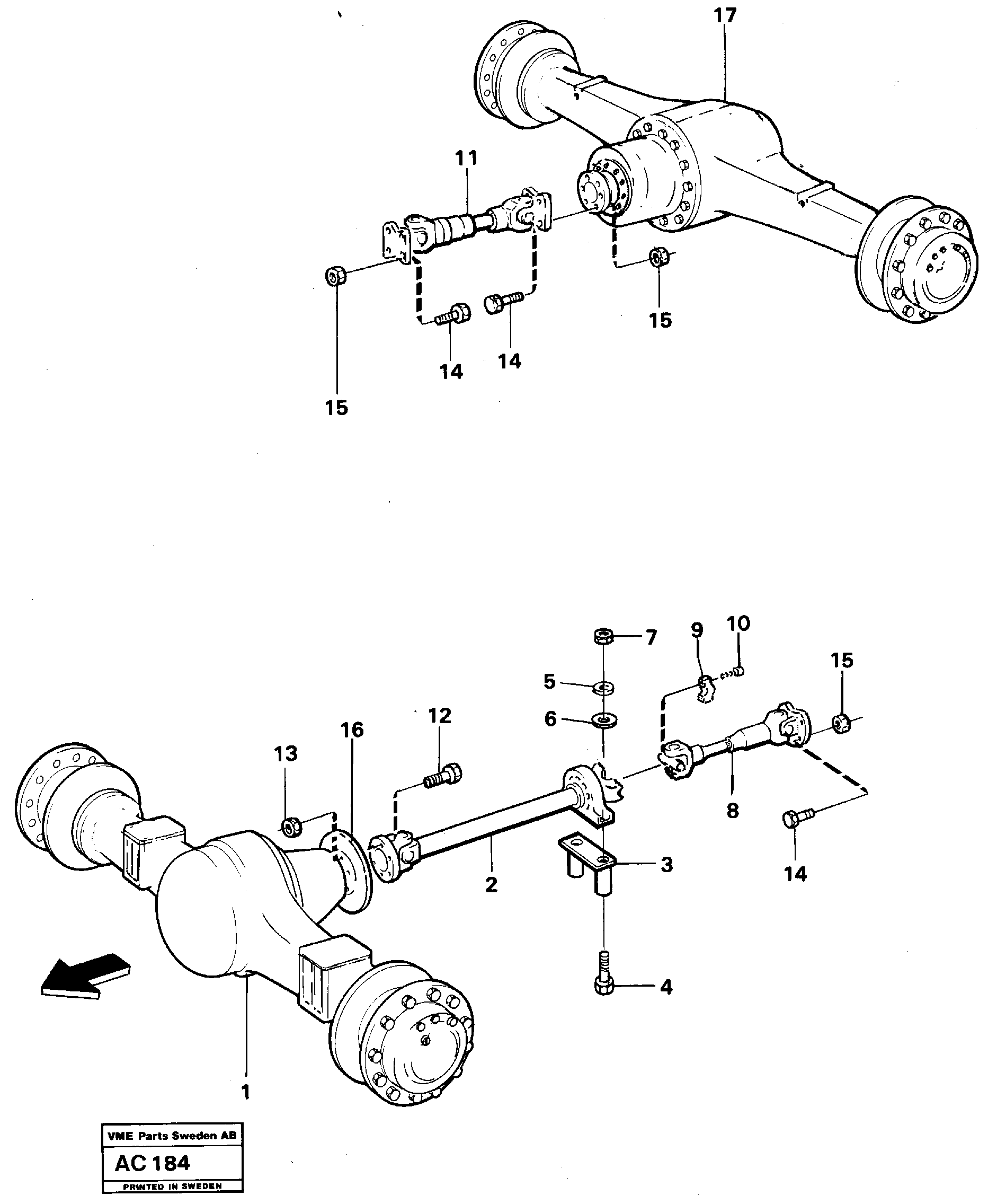 Схема запчастей Volvo L70 - 20010 Propeller shafts with fitting parts L70 L70 S/N 7401- / 60501- USA