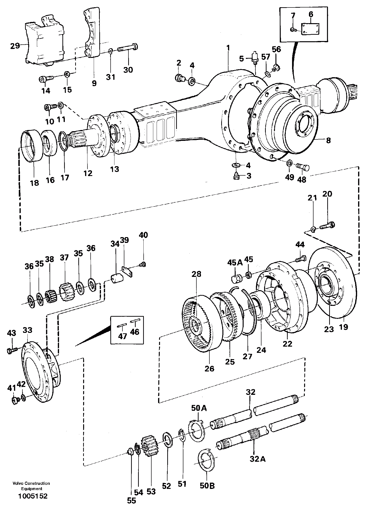 Схема запчастей Volvo L70 - 2630 Передний ведущий мост Ah 45 L70 L70 S/N 7401- / 60501- USA