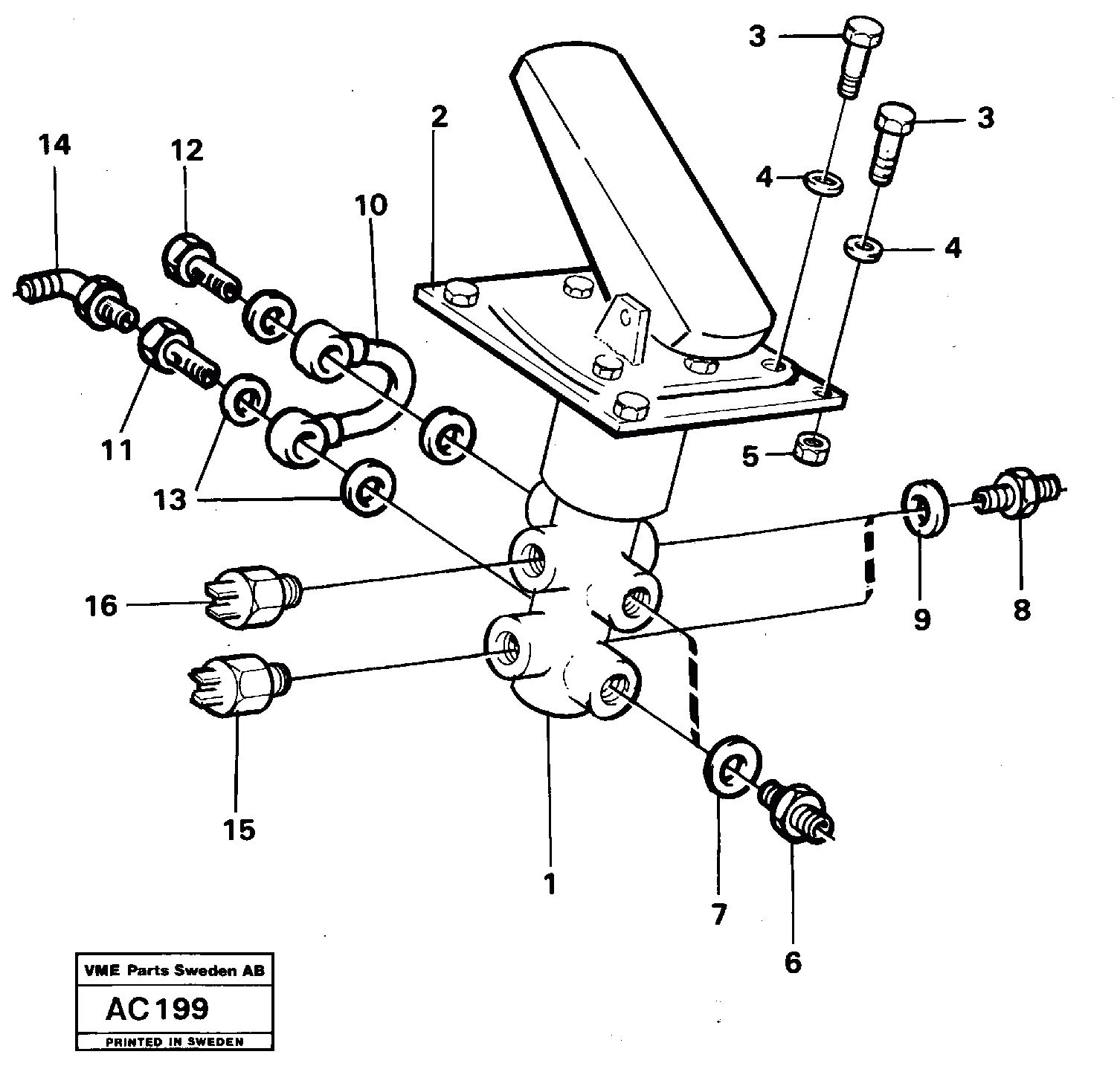 Схема запчастей Volvo L70 - 21382 Footbrake valve with mountings L70 L70 S/N 7401- / 60501- USA