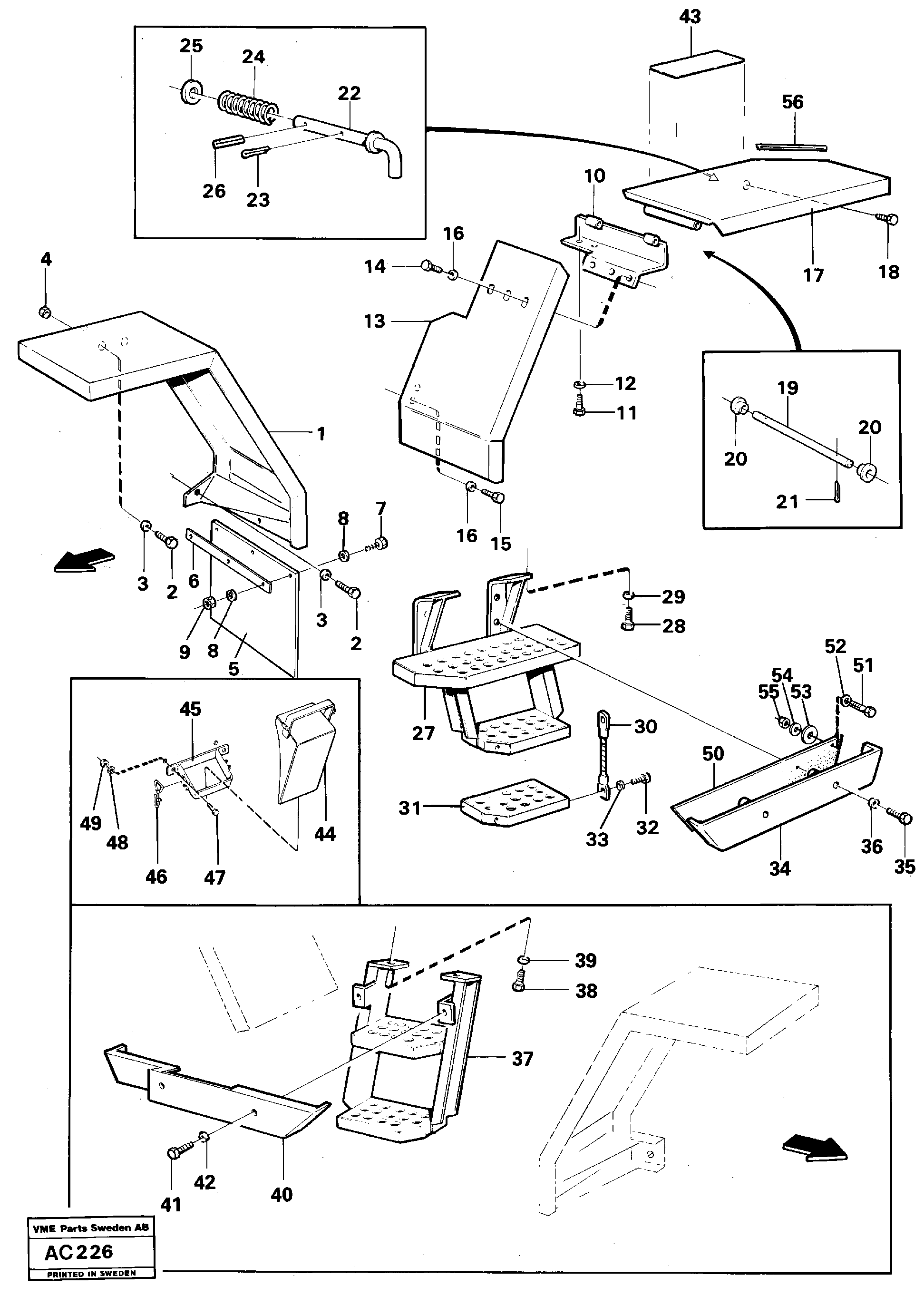 Схема запчастей Volvo L70 - 21389 Front and rear mudguards L70 L70 S/N 7401- / 60501- USA