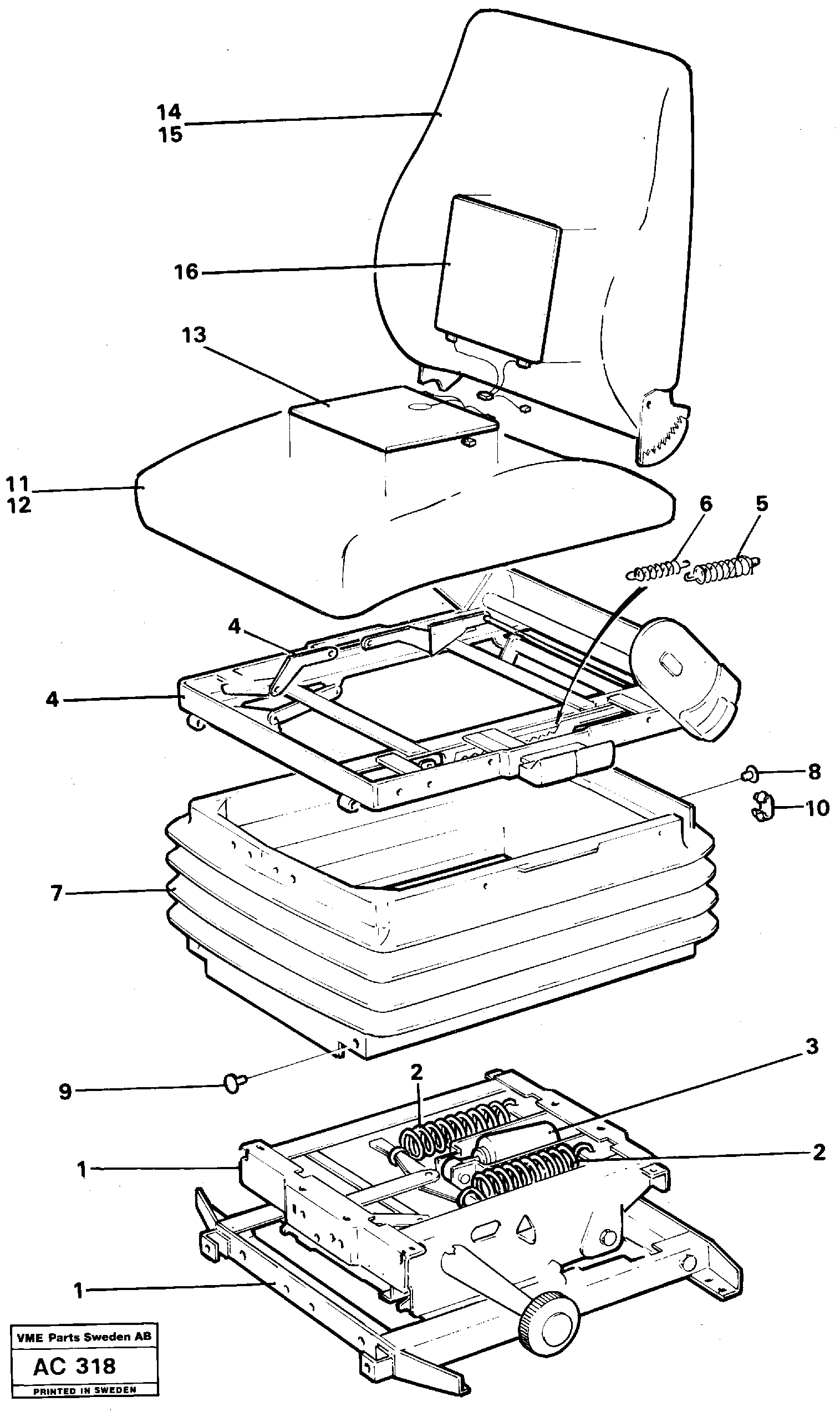 Схема запчастей Volvo L70 - 12138 Operators seat L70 L70 S/N 7401- / 60501- USA