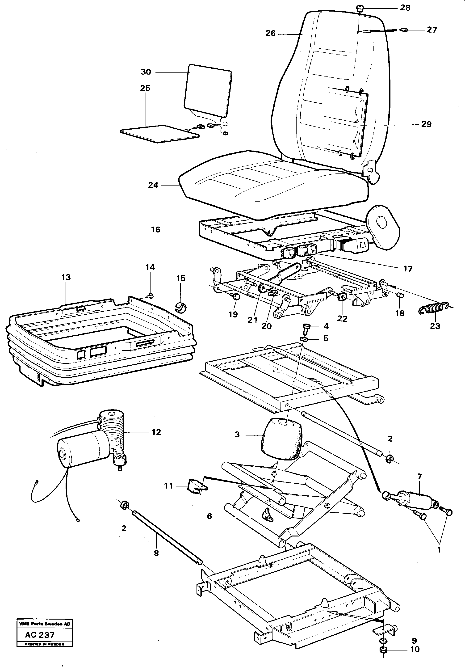 Схема запчастей Volvo L70 - 54410 Operators seat, heated, air suspensioned L70 L70 S/N 7401- / 60501- USA