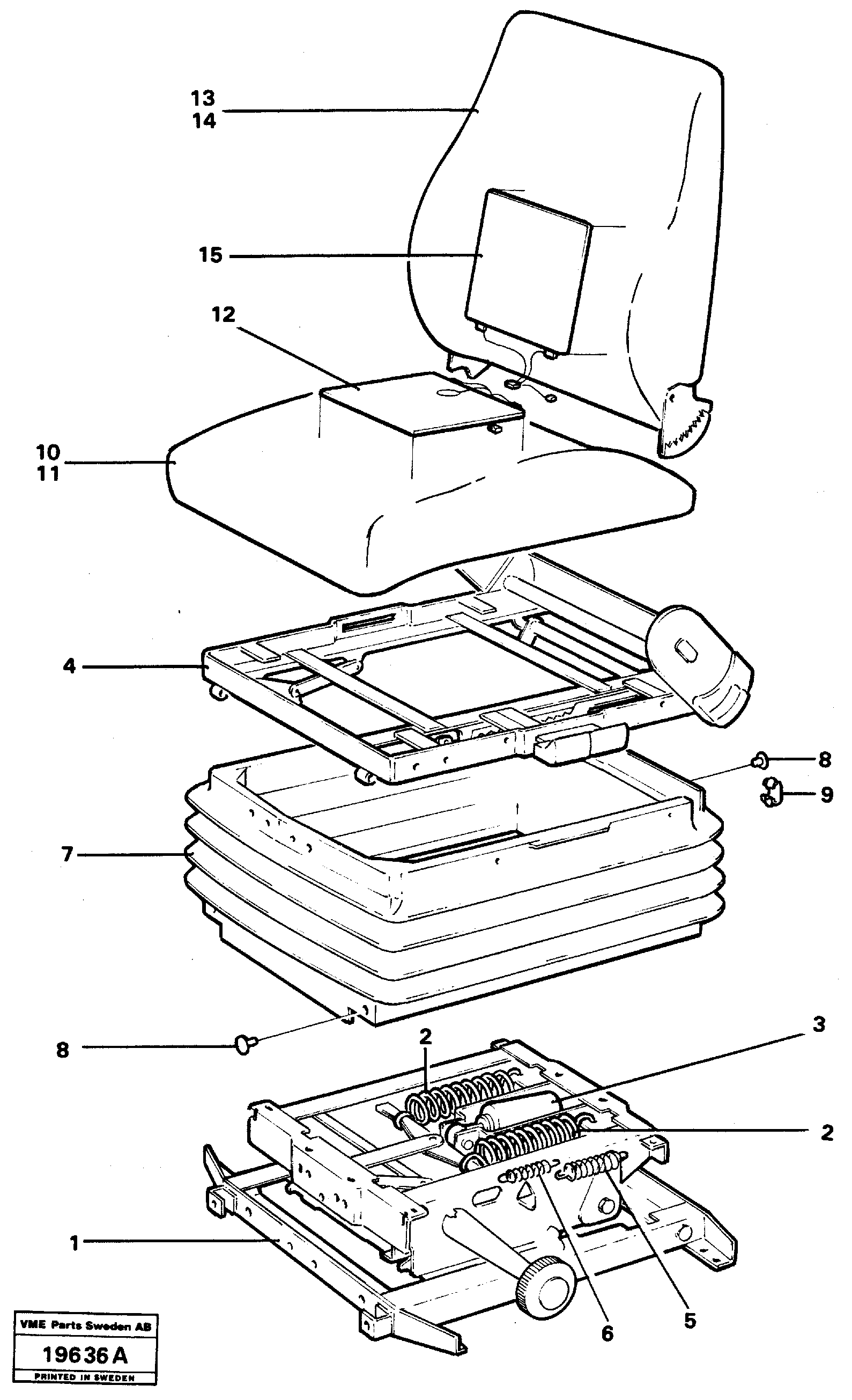 Схема запчастей Volvo L70 - 3361 Operators seat L70 L70 S/N -7400/ -60500 USA