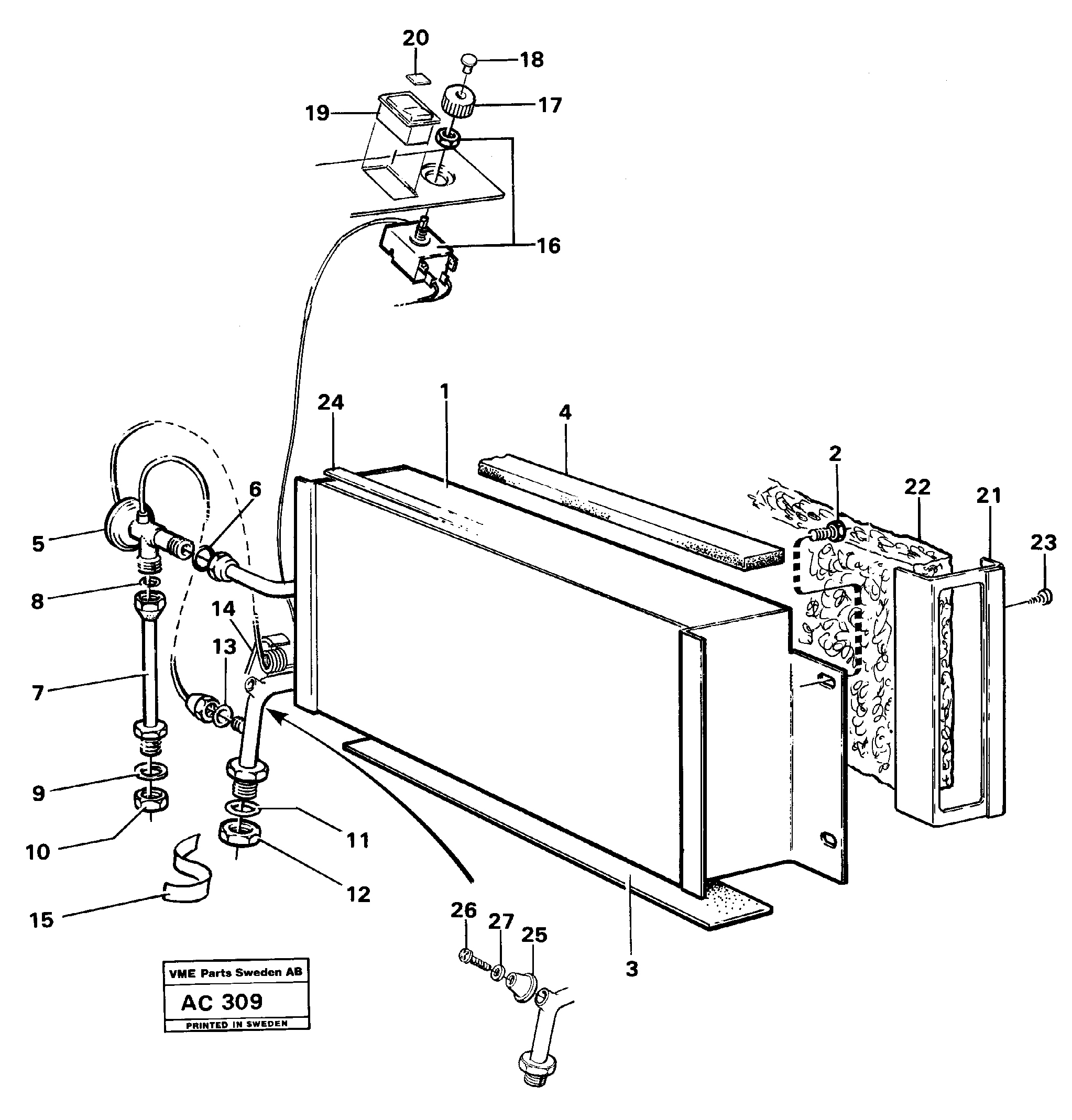 Схема запчастей Volvo L70 - 37498 Evaporator with fitting parts L70 L70 S/N 7401- / 60501- USA
