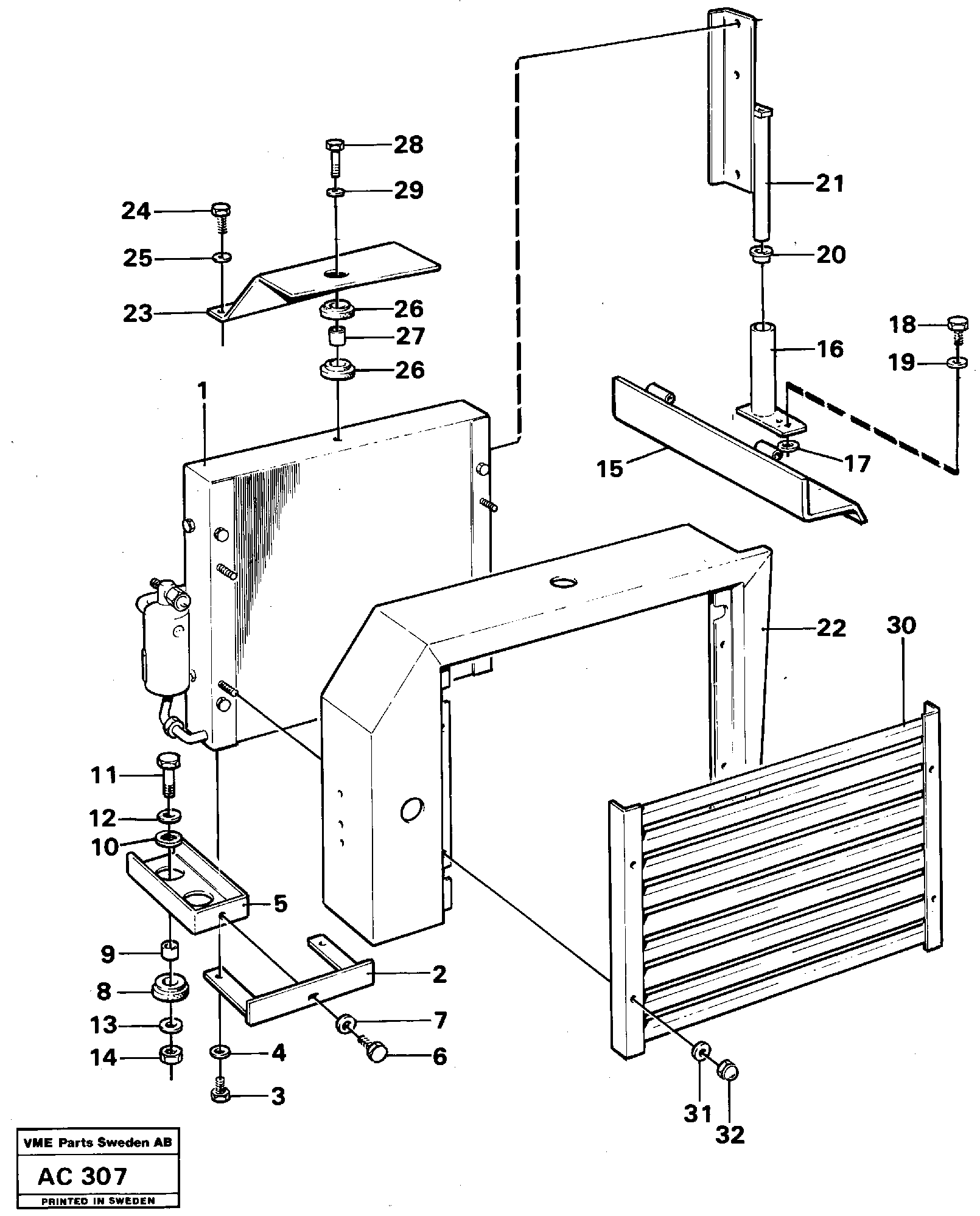 Схема запчастей Volvo L70 - 41220 Condenser with fitting parts L70 L70 S/N 7401- / 60501- USA