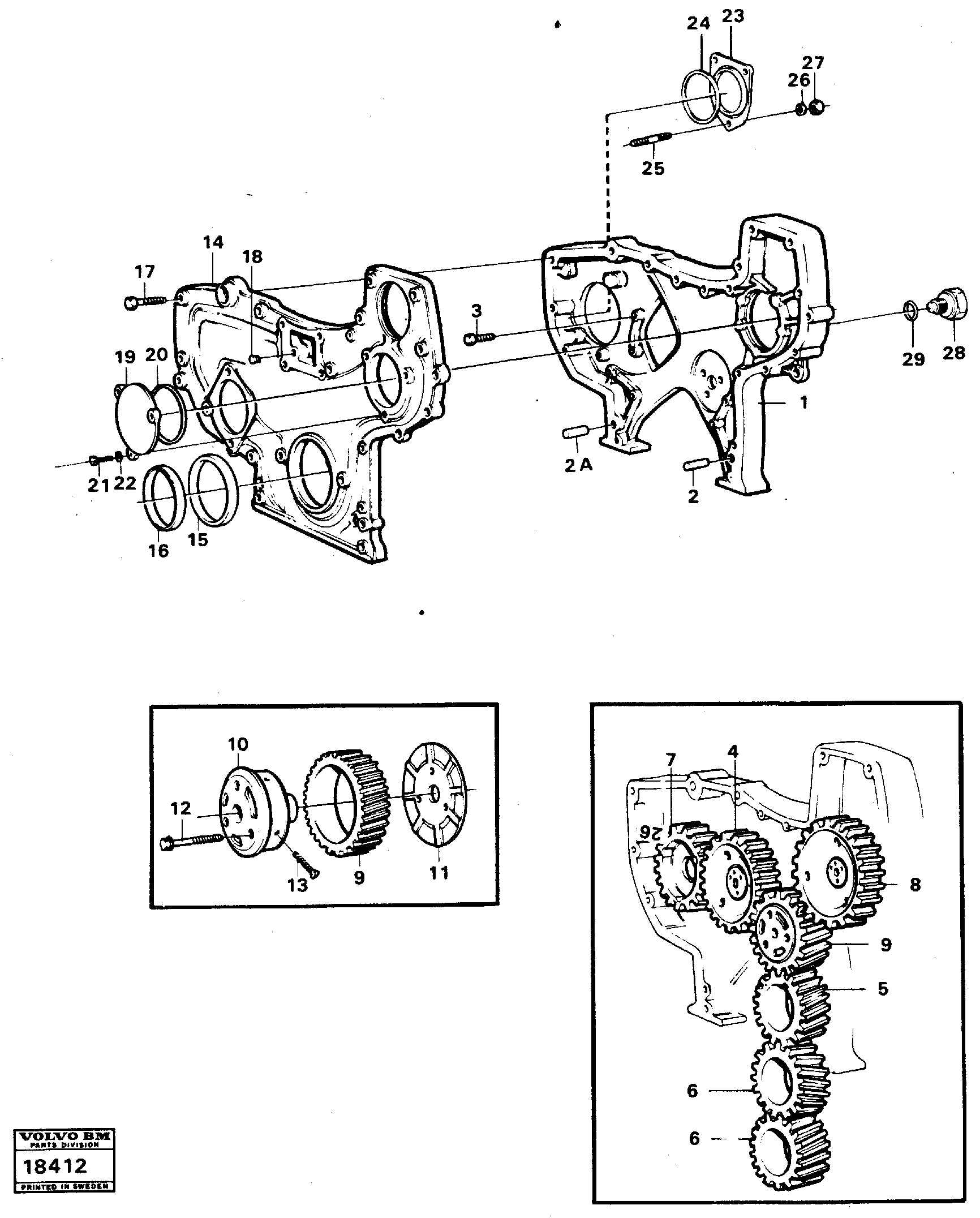 Схема запчастей Volvo L90 - 14236 Timing gear casing L90 L90