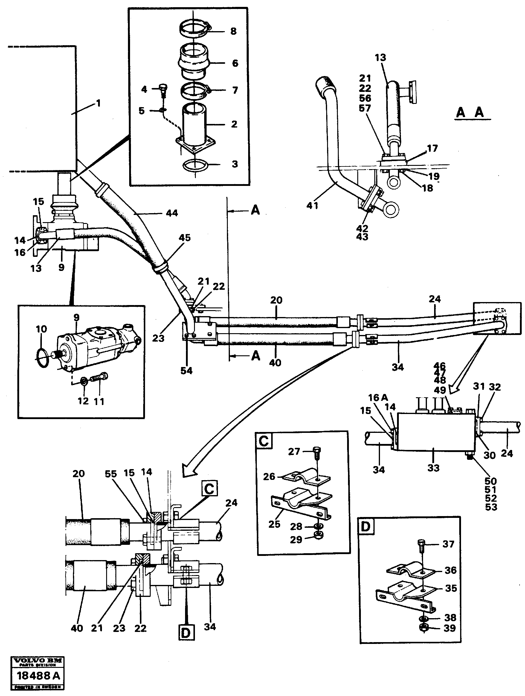 Схема запчастей Volvo L90 - 79506 Feed lines L90 L90
