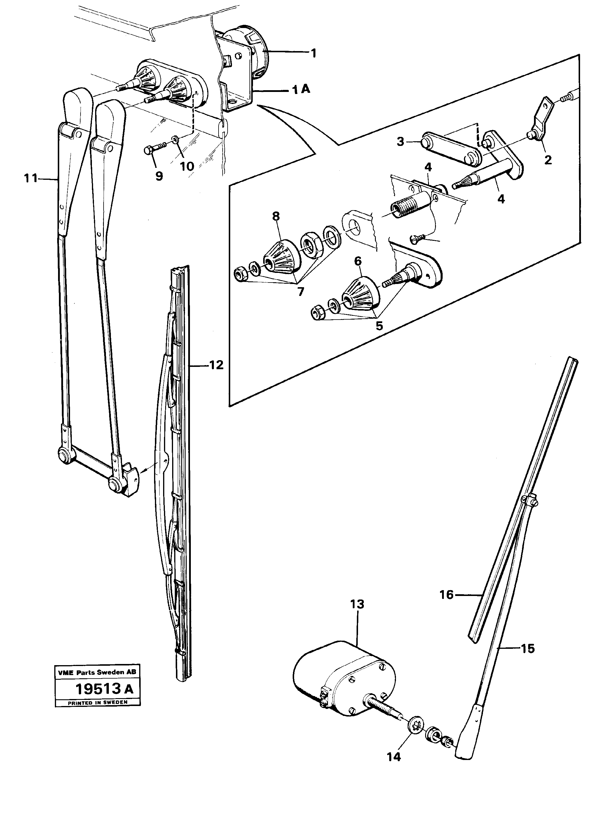 Схема запчастей Volvo L90 - 16461 Стеклоочиститель лобового стекла (ветрового) L90 L90