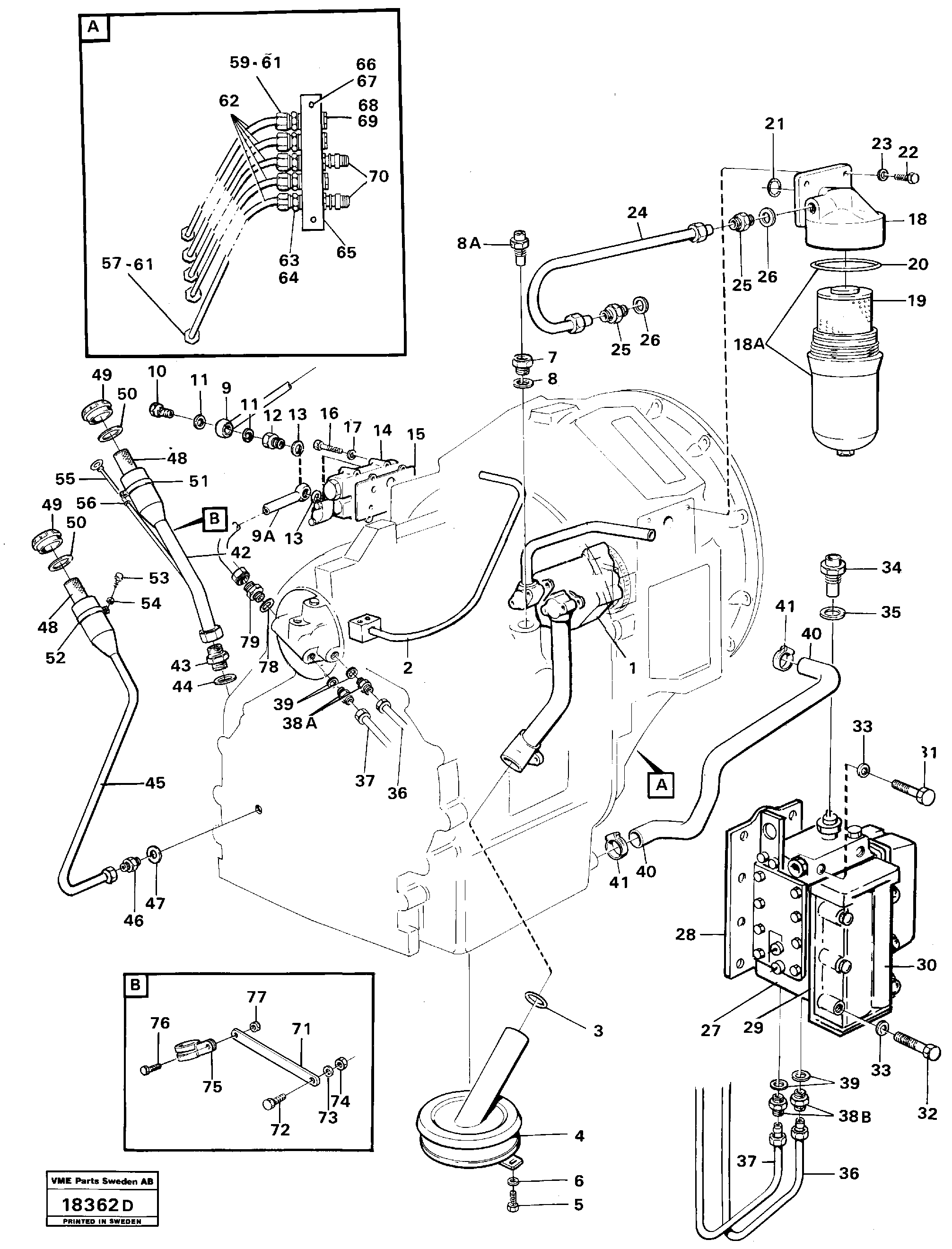 Схема запчастей Volvo L90 - 92329 Hydraulic lines, valves and filter L90 L90