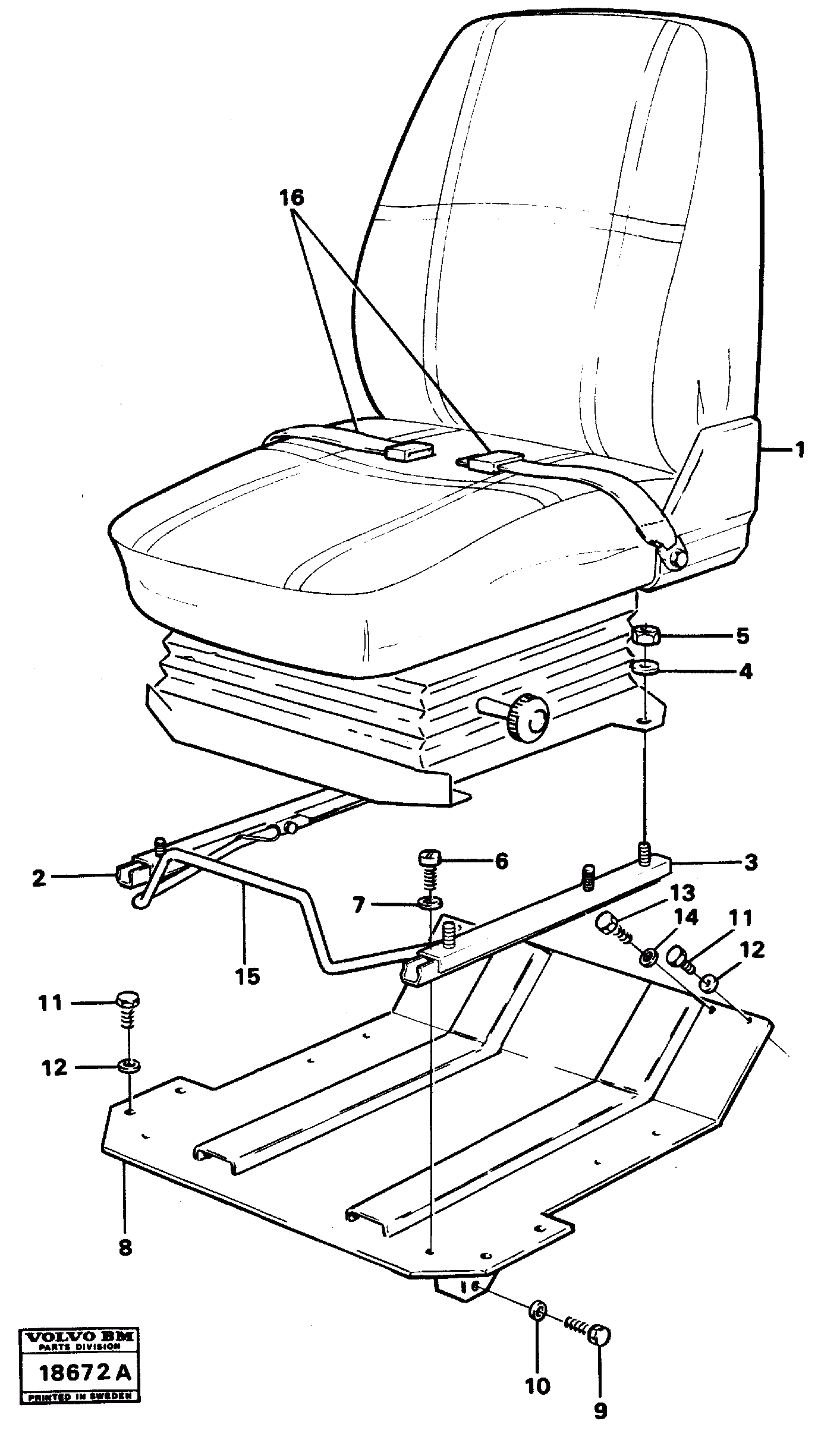 Схема запчастей Volvo L90 - 37068 Drivers seat mounting L90 L90