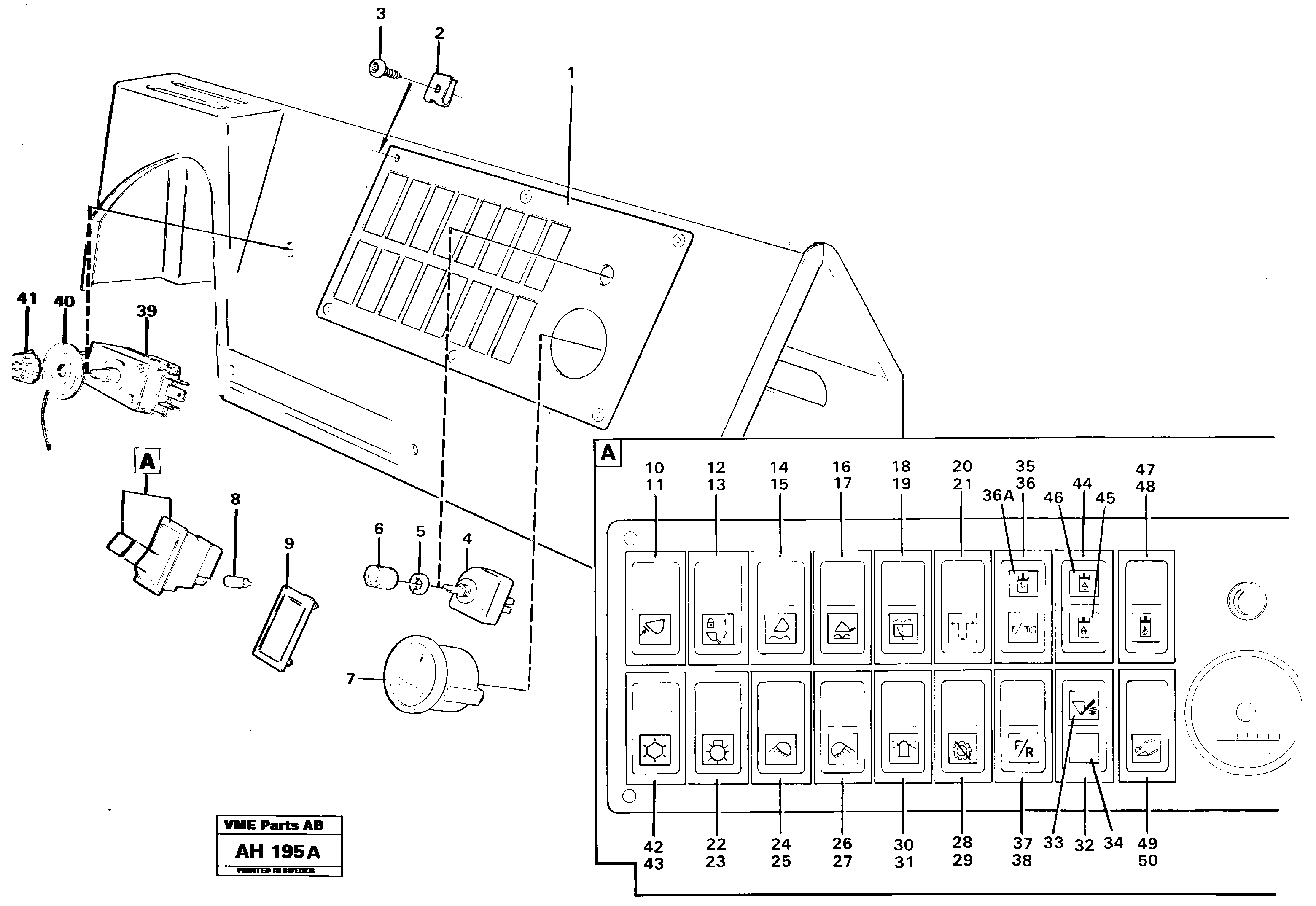Схема запчастей Volvo L90B - 62111 Switch panel L90B VOLVO BM VOLVO BM L90B